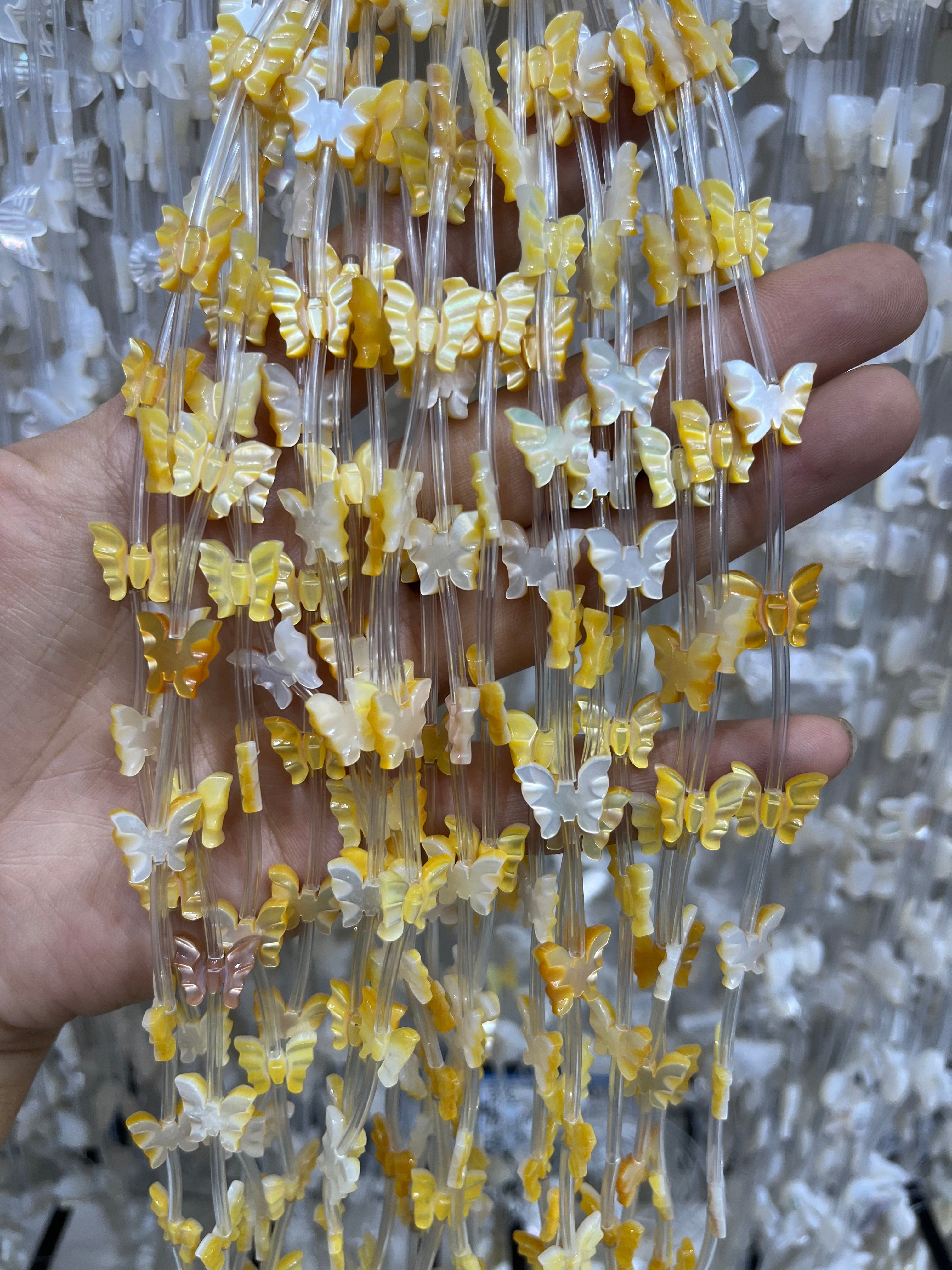 yellow shell butterfly beads strand