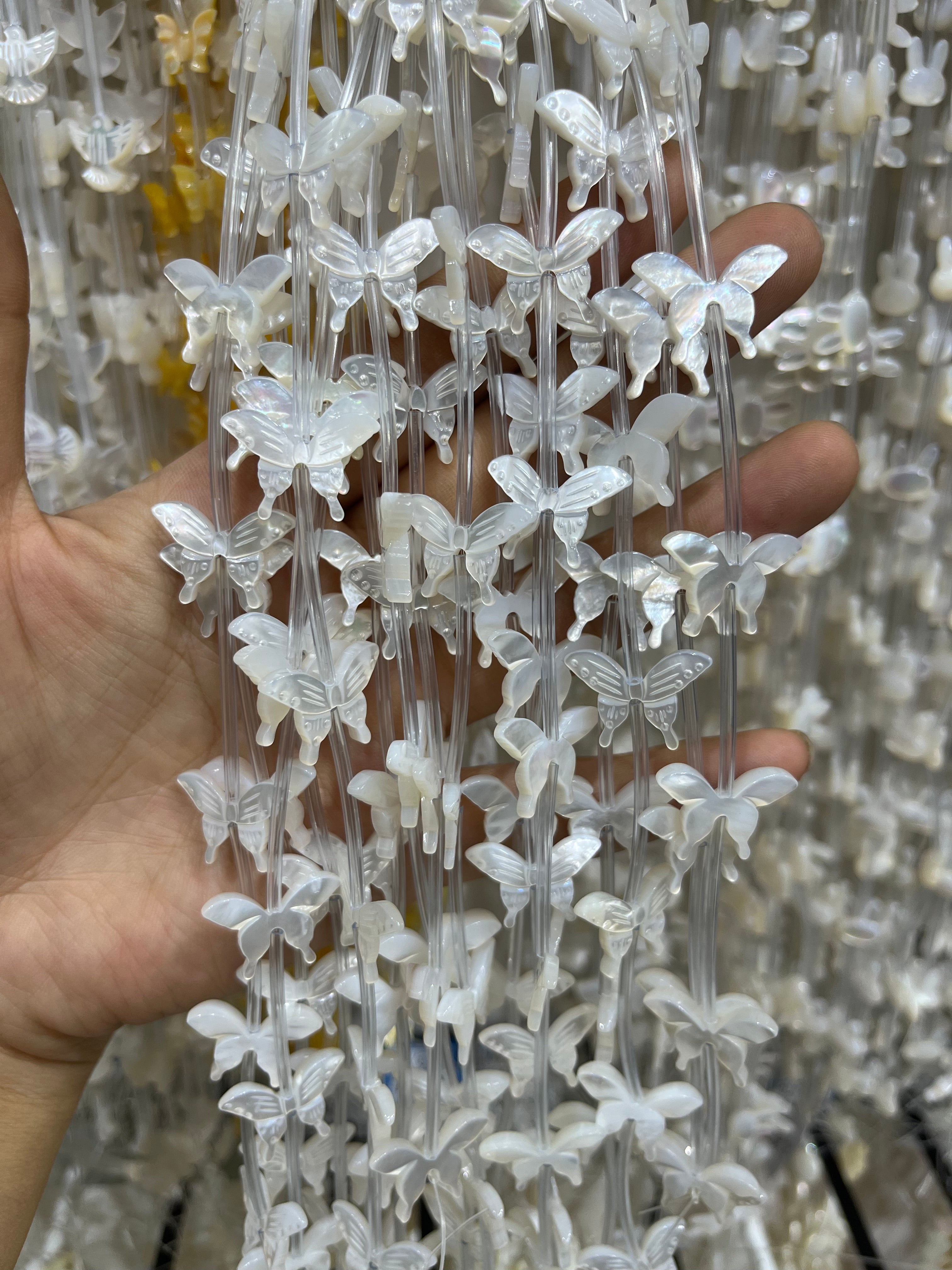 white shell butterfly beads strand