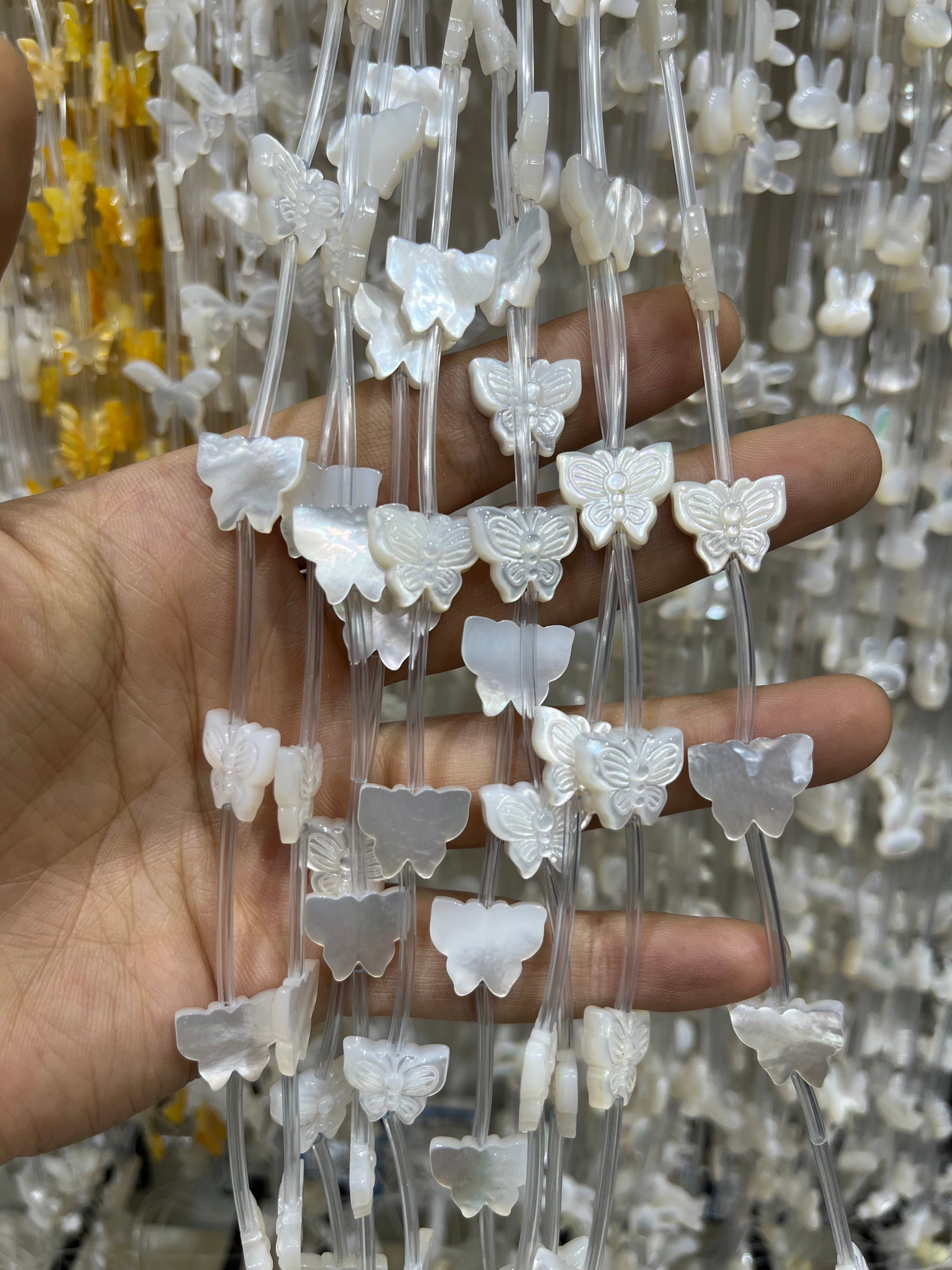 white shell butterfly beads strand