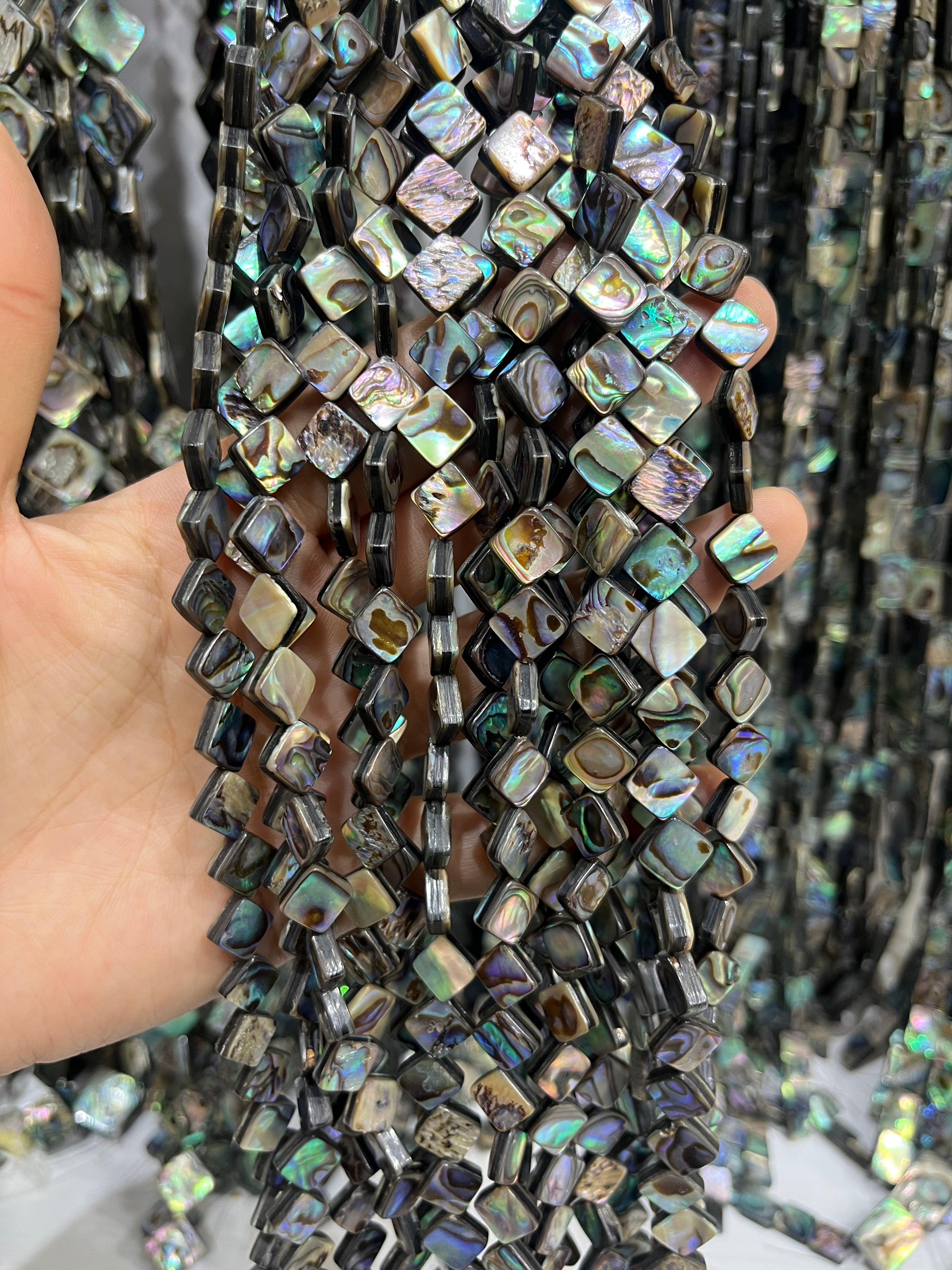 ablone shell square beads strand