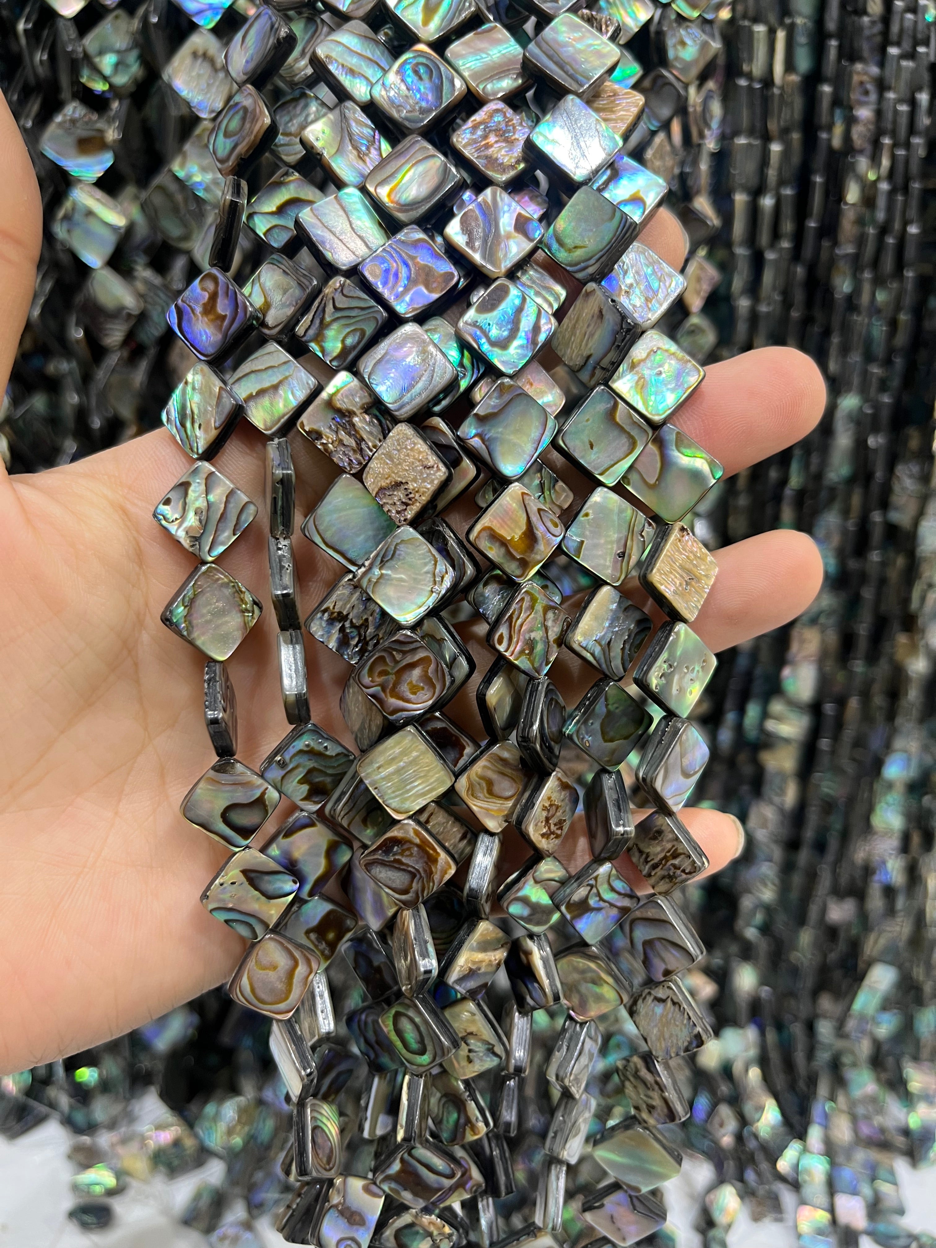 ablone shell square beads strand