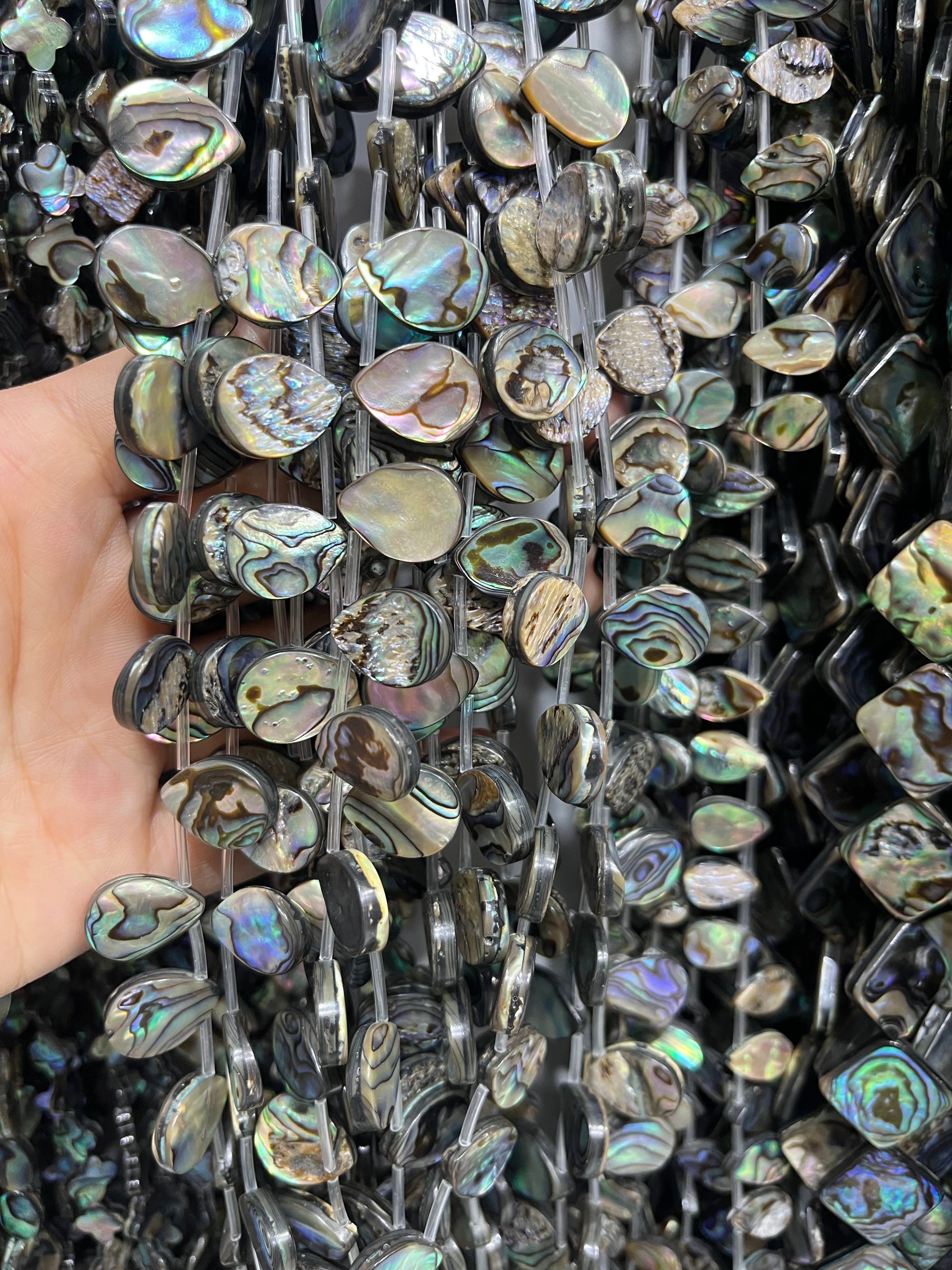 ablone shell sideways drilled teardrop beads strand