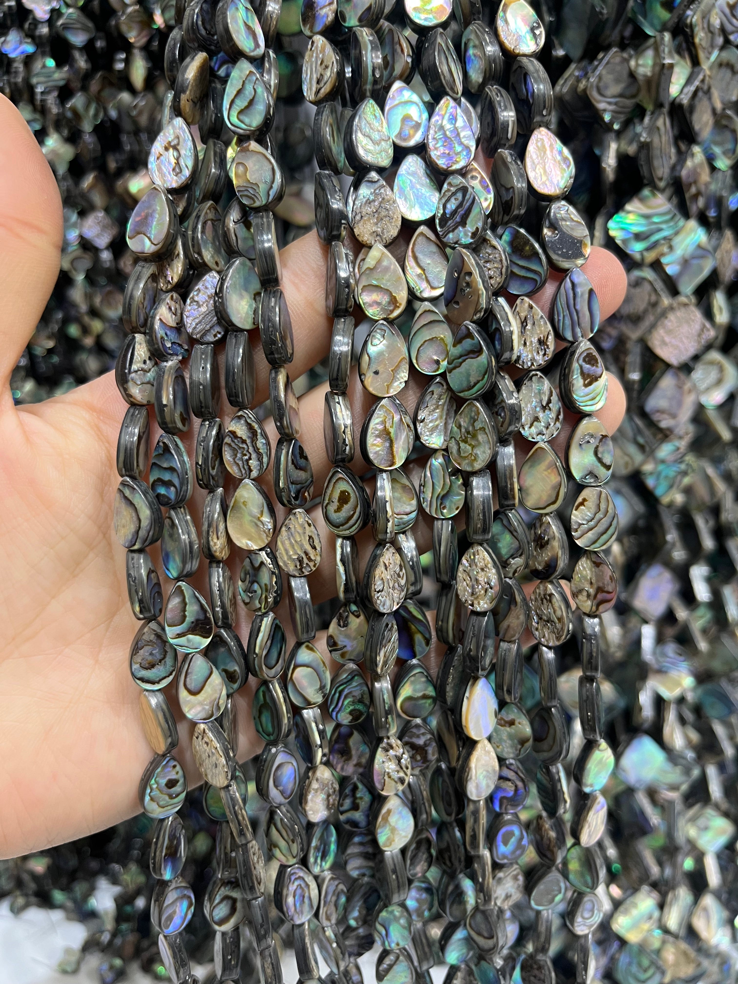 ablone shell teardrop beads strand