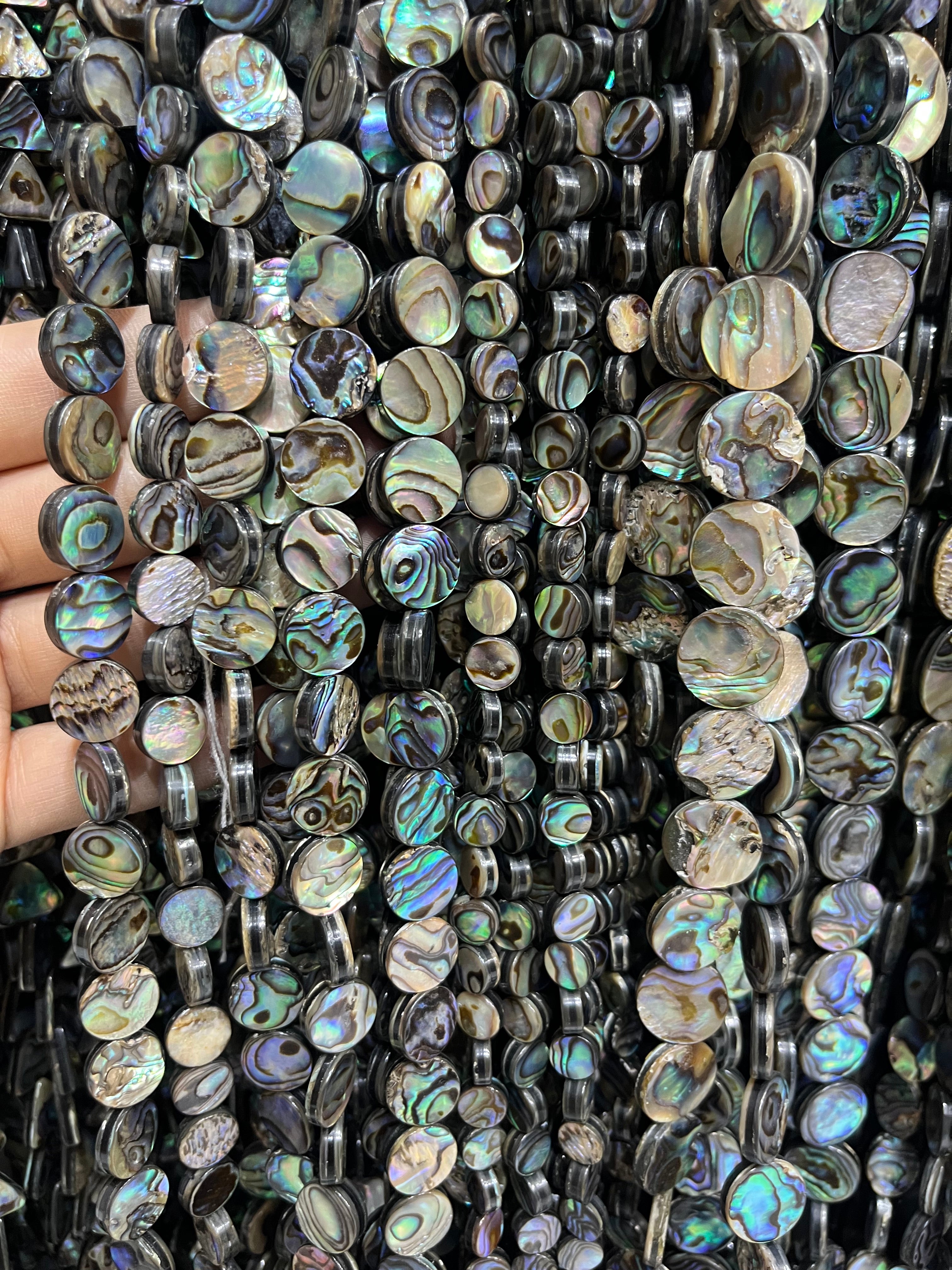 ablone shell round beads strand
