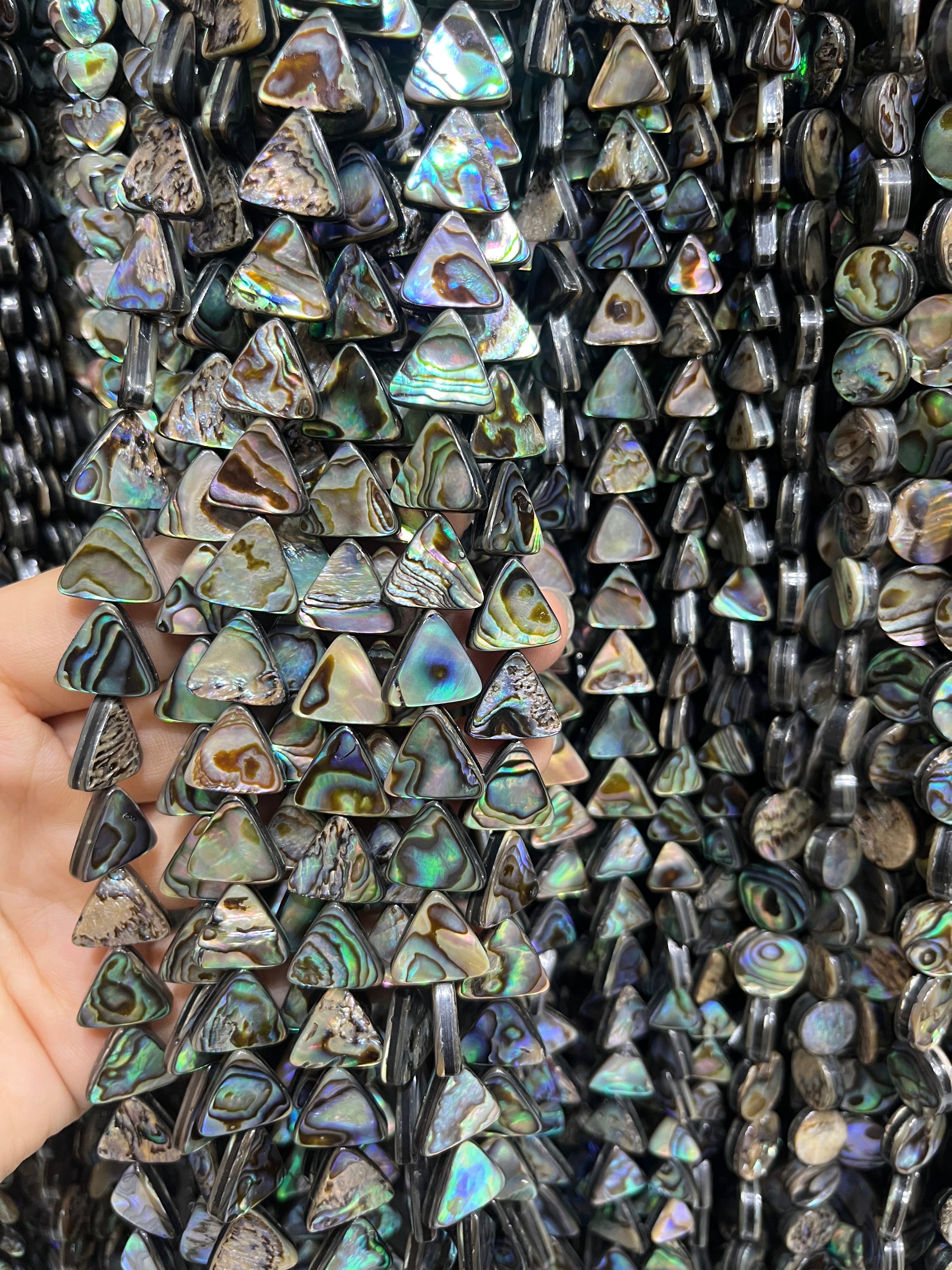 ablone shell triangle beads strand