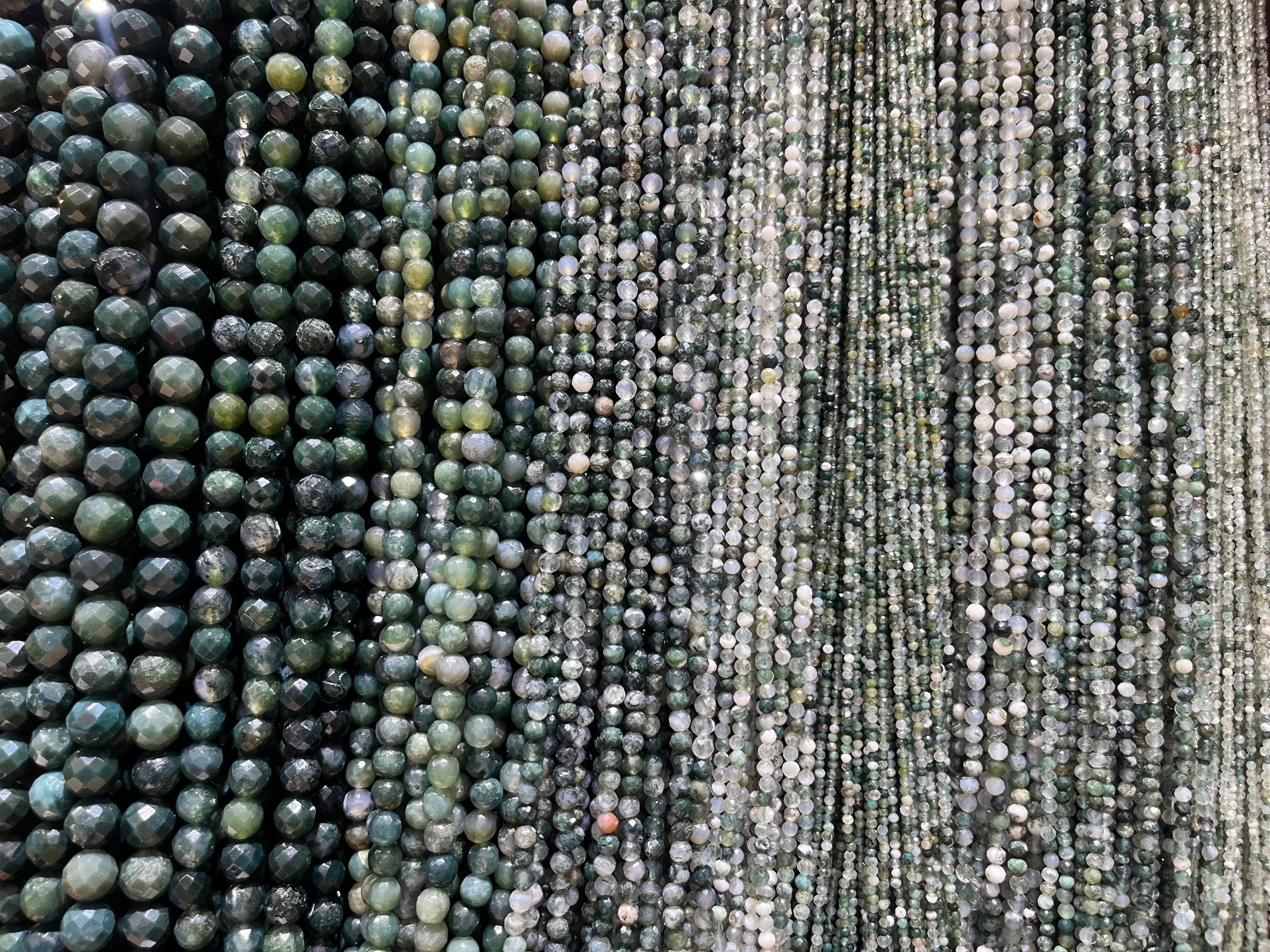 faceted moss agate beads strands