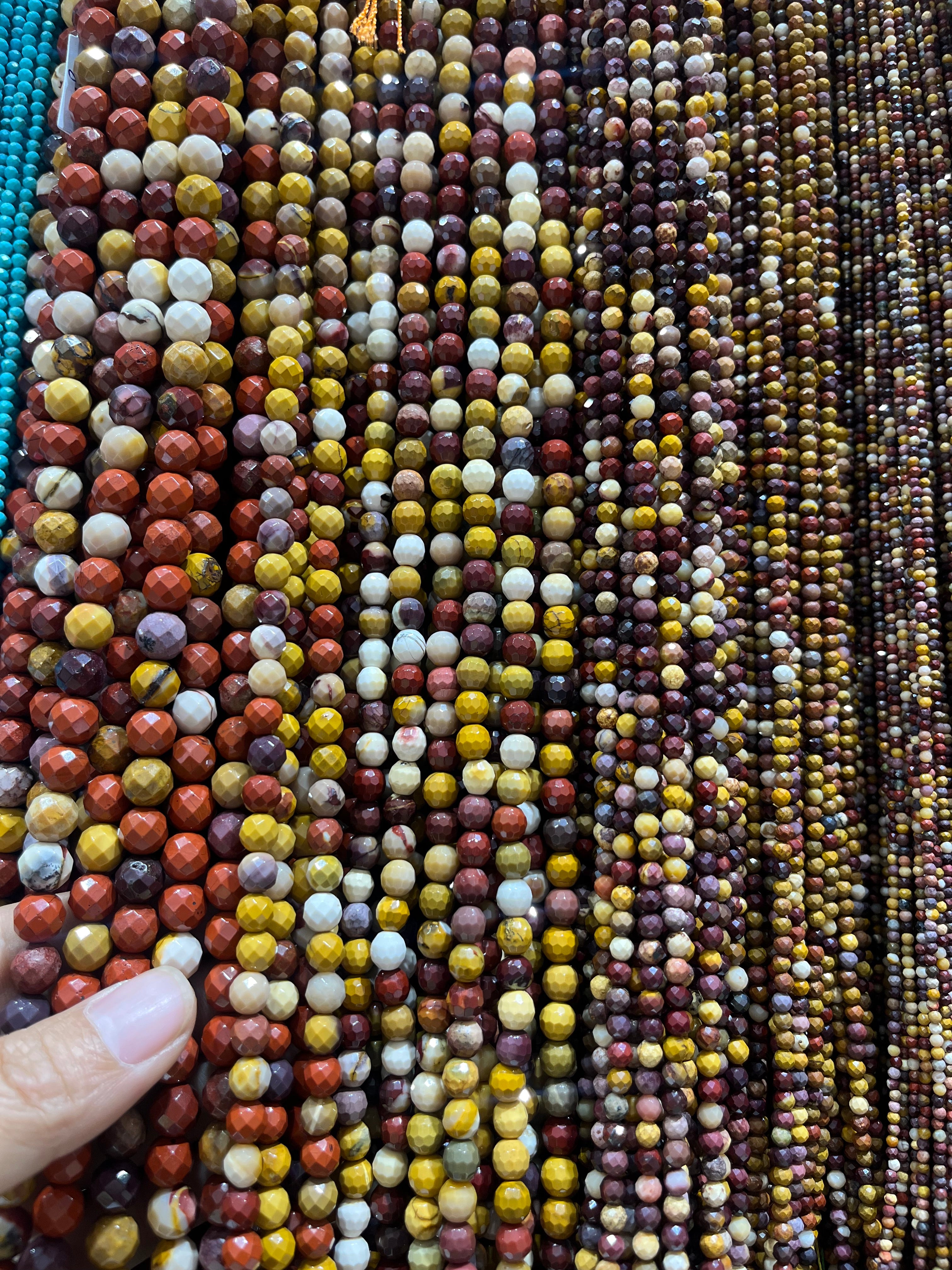 faceted mookite beads strands