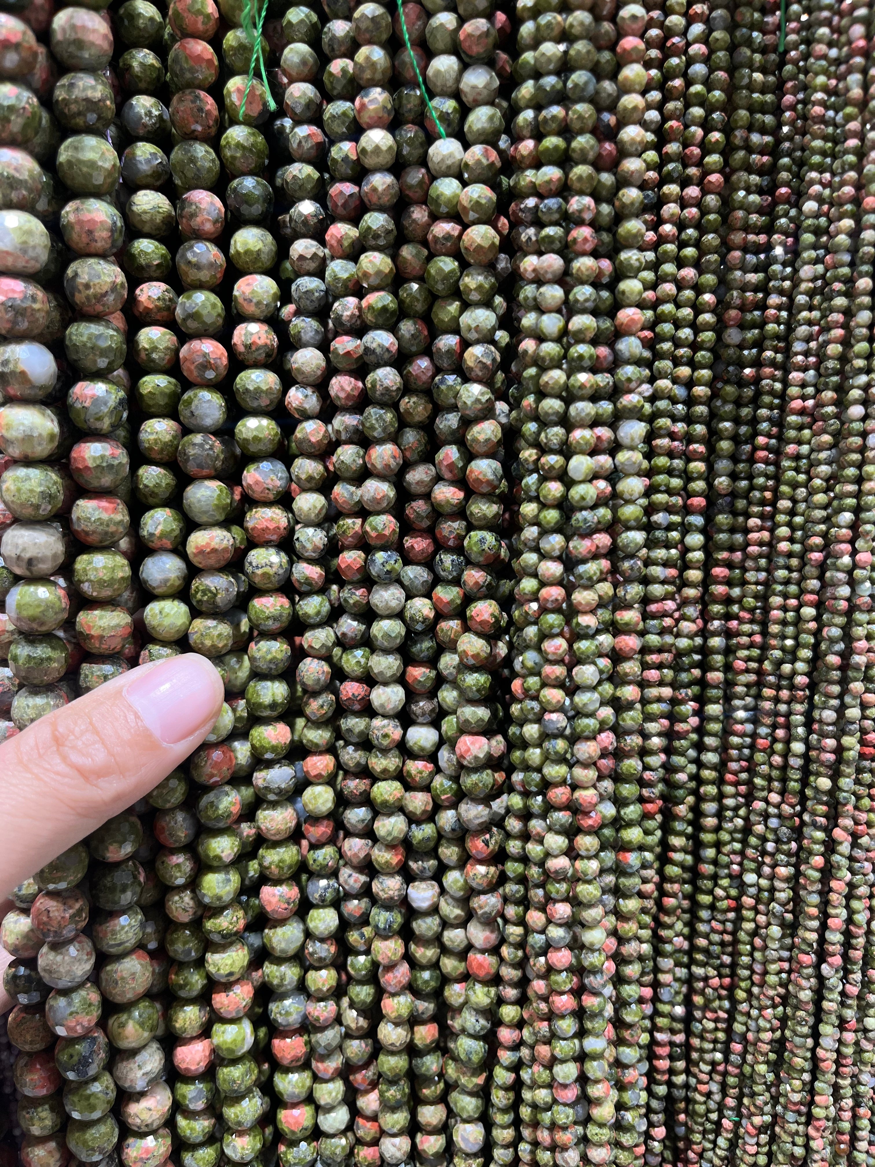 faceted unakite beads strands