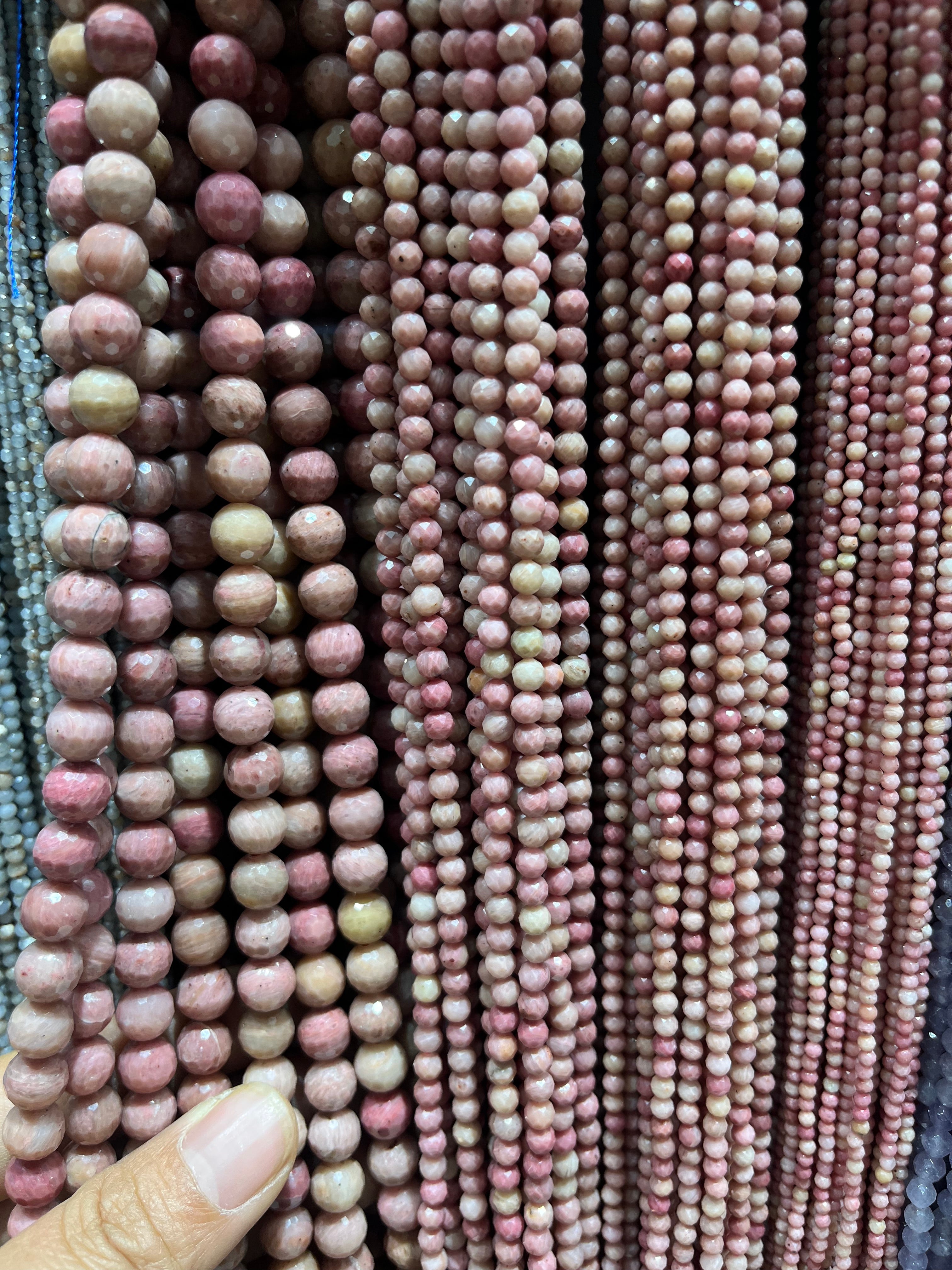 faceted rose wood beads strands