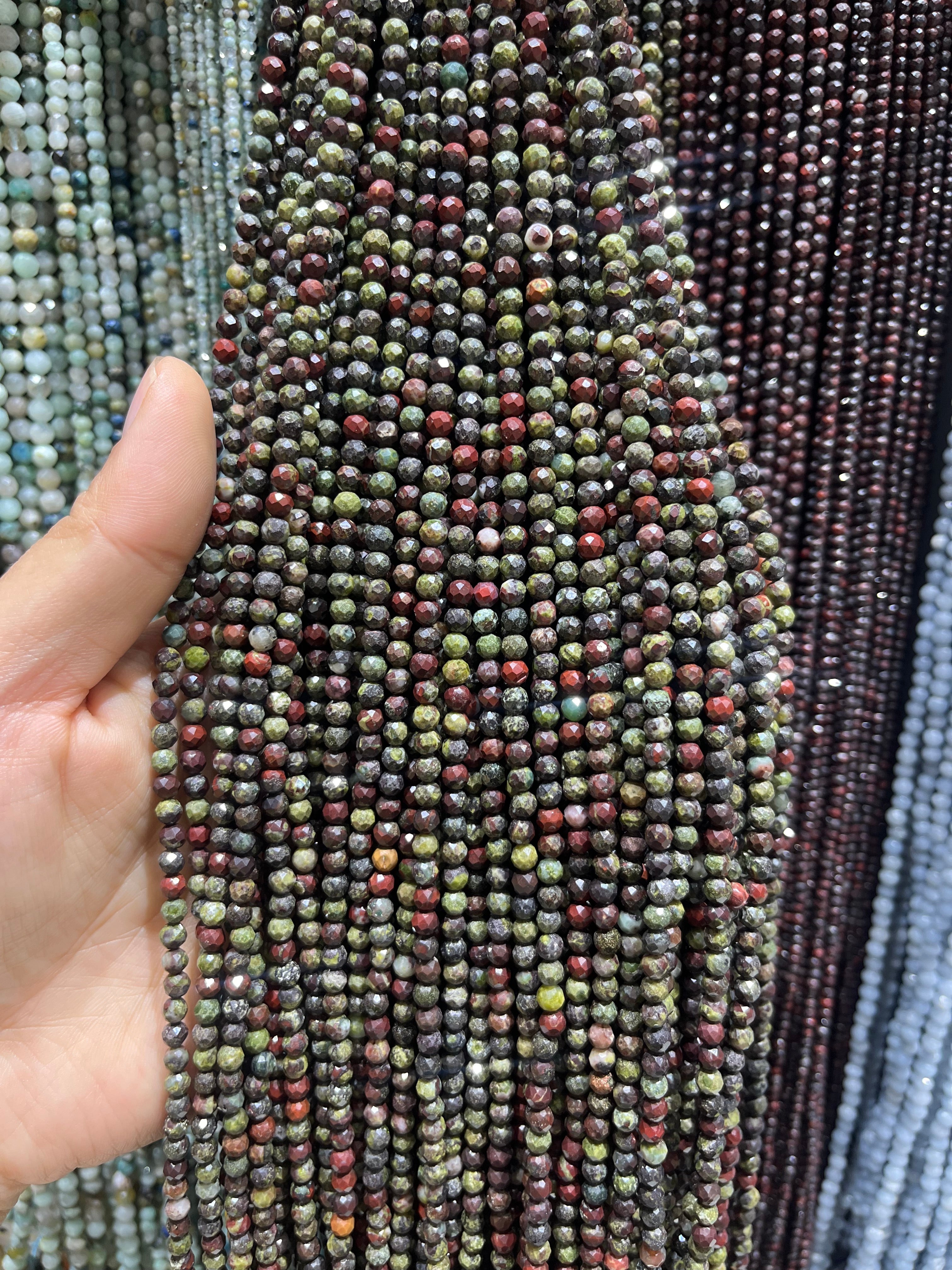 faceted dragonblood stone beads strands