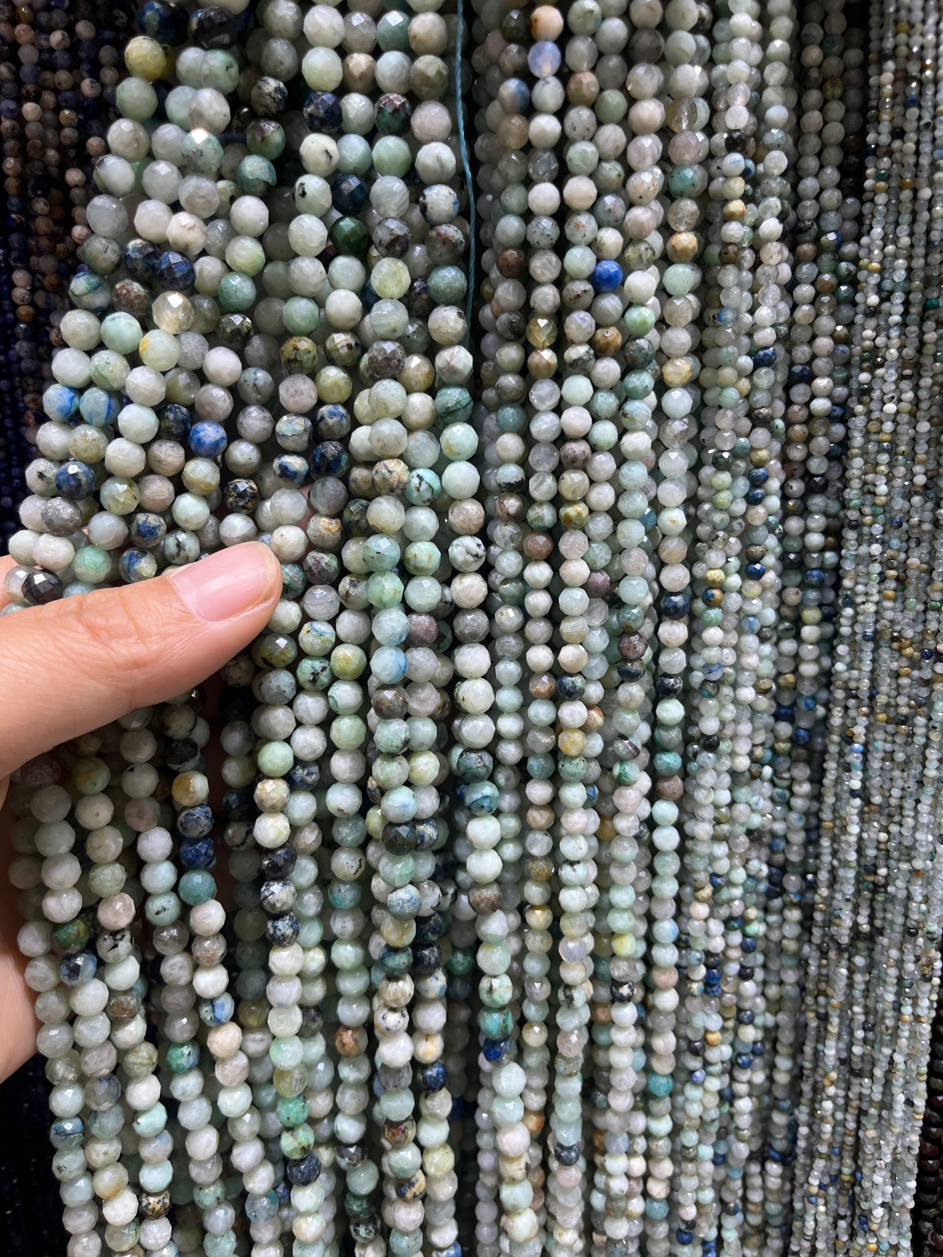 faceted phonix lapis beads strands