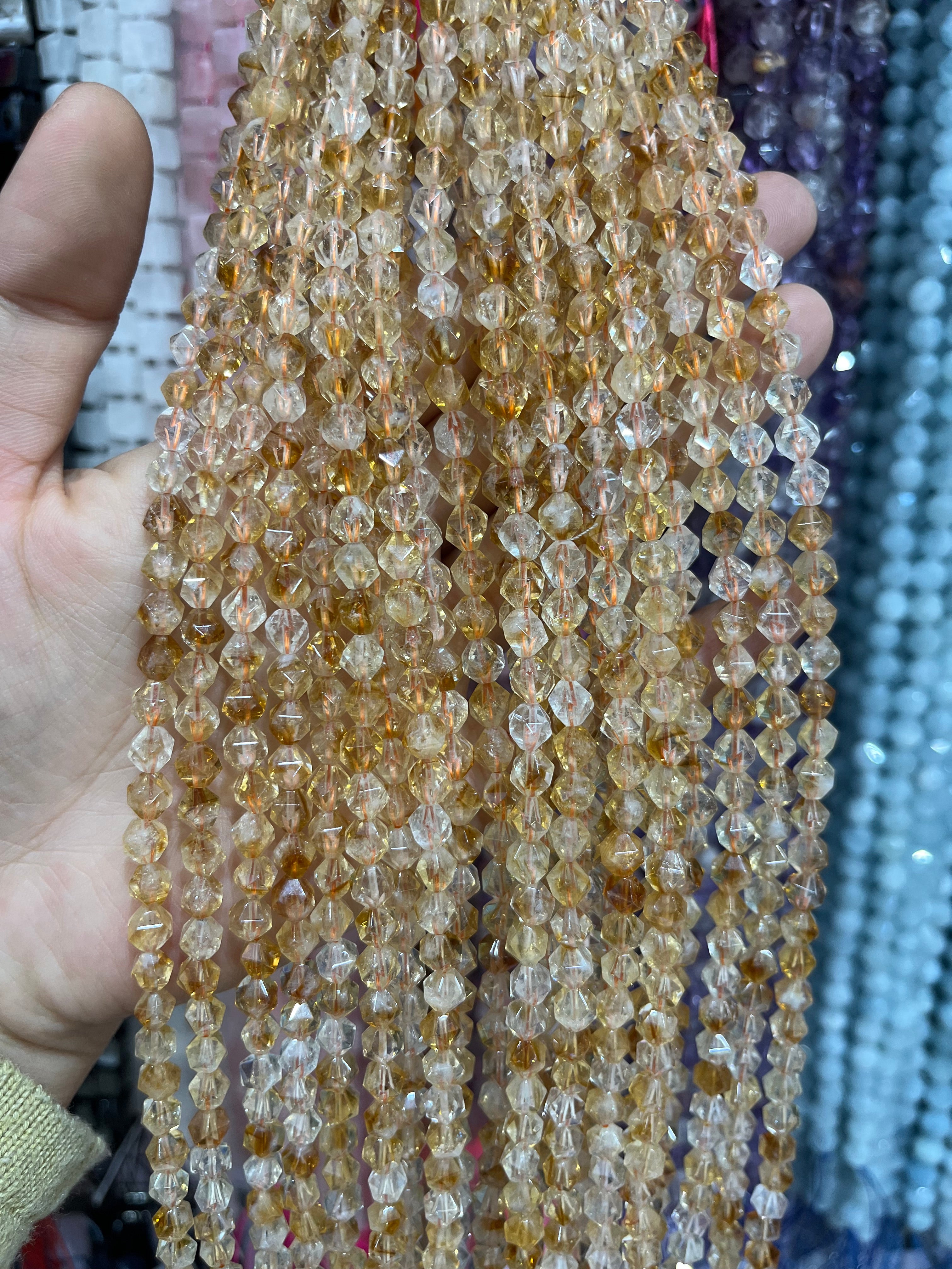 faceted citrine beads strands