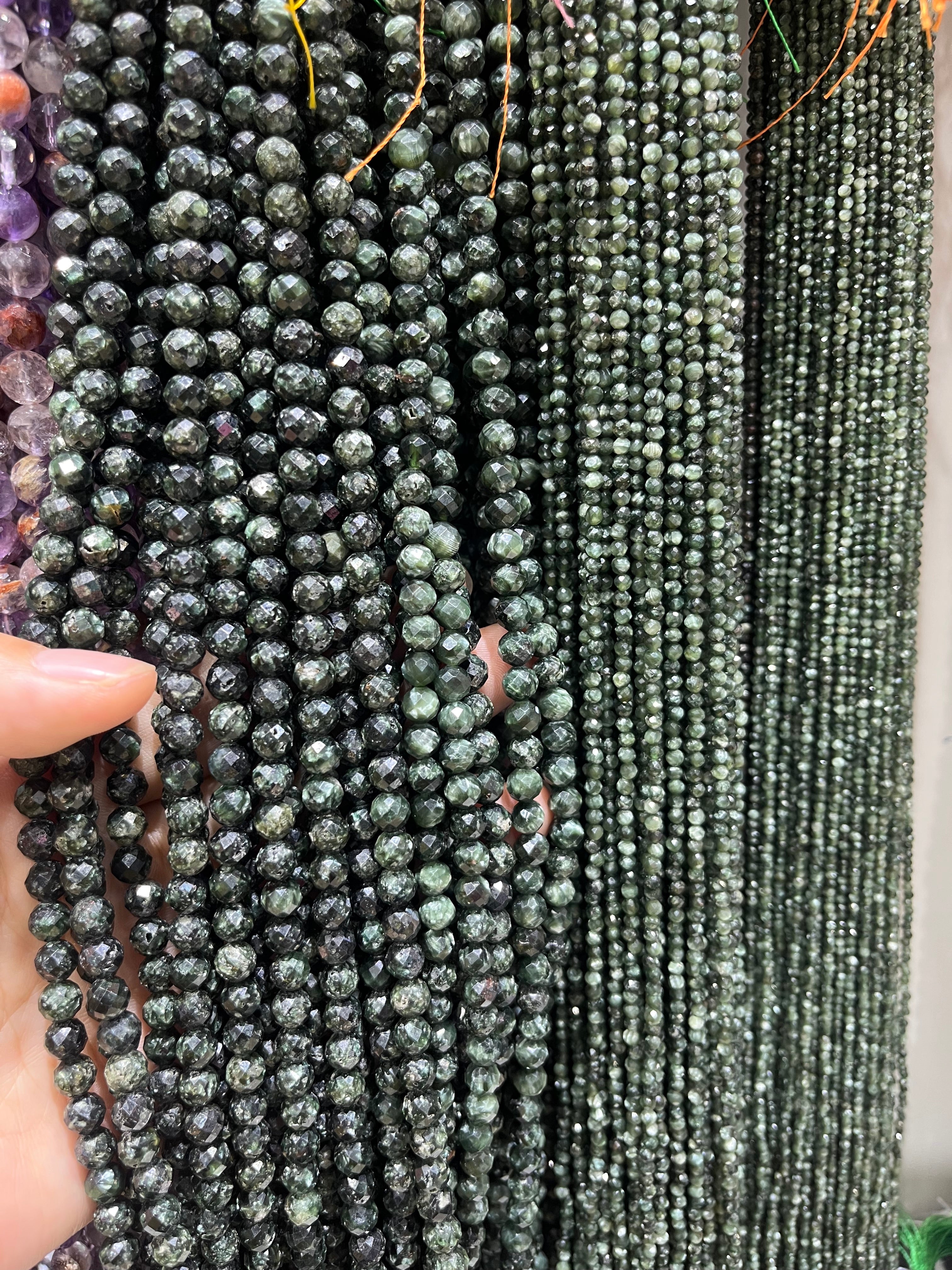 faceted seraphinite beads strands