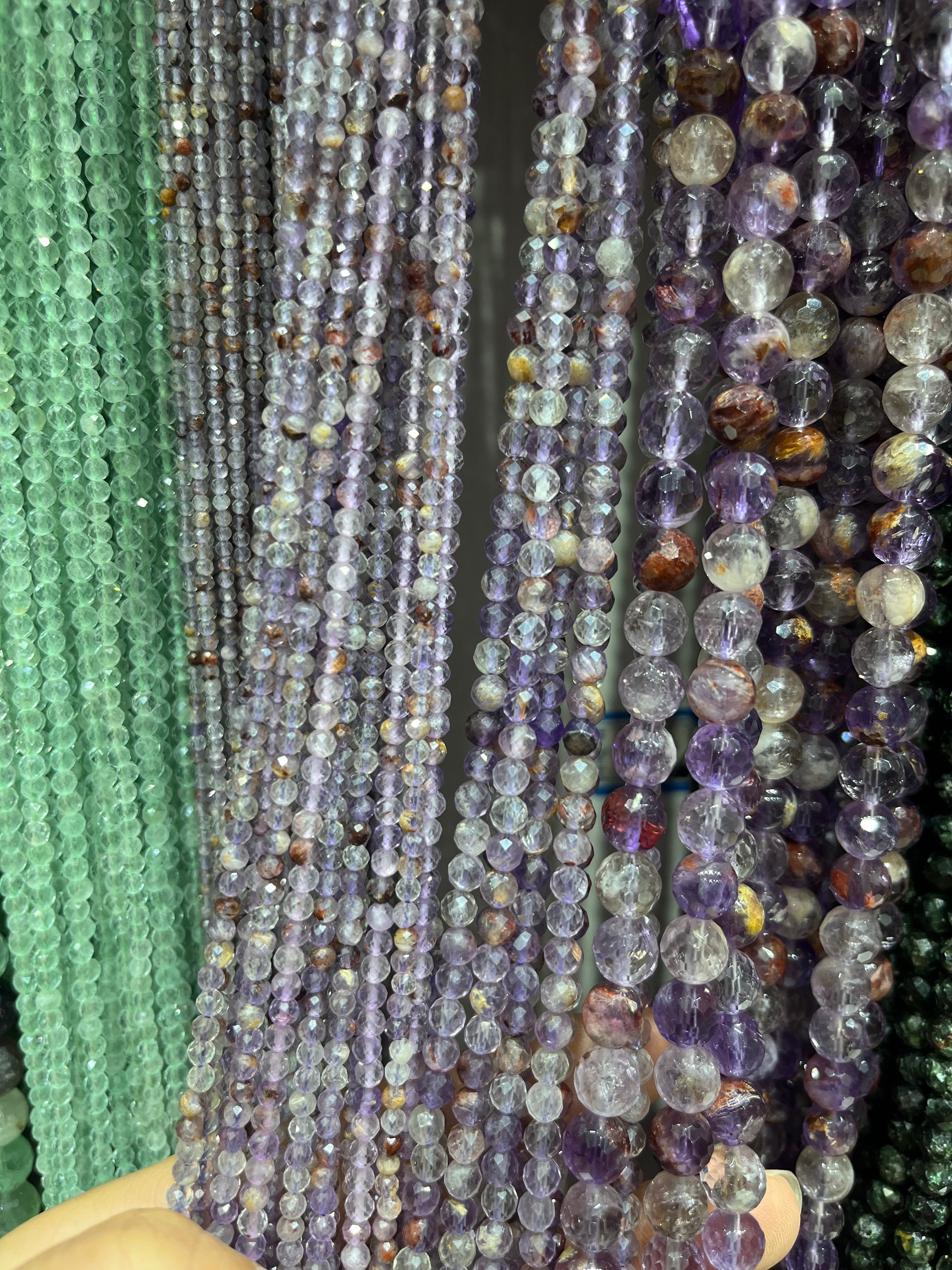 faceted garden amethyst beads strands