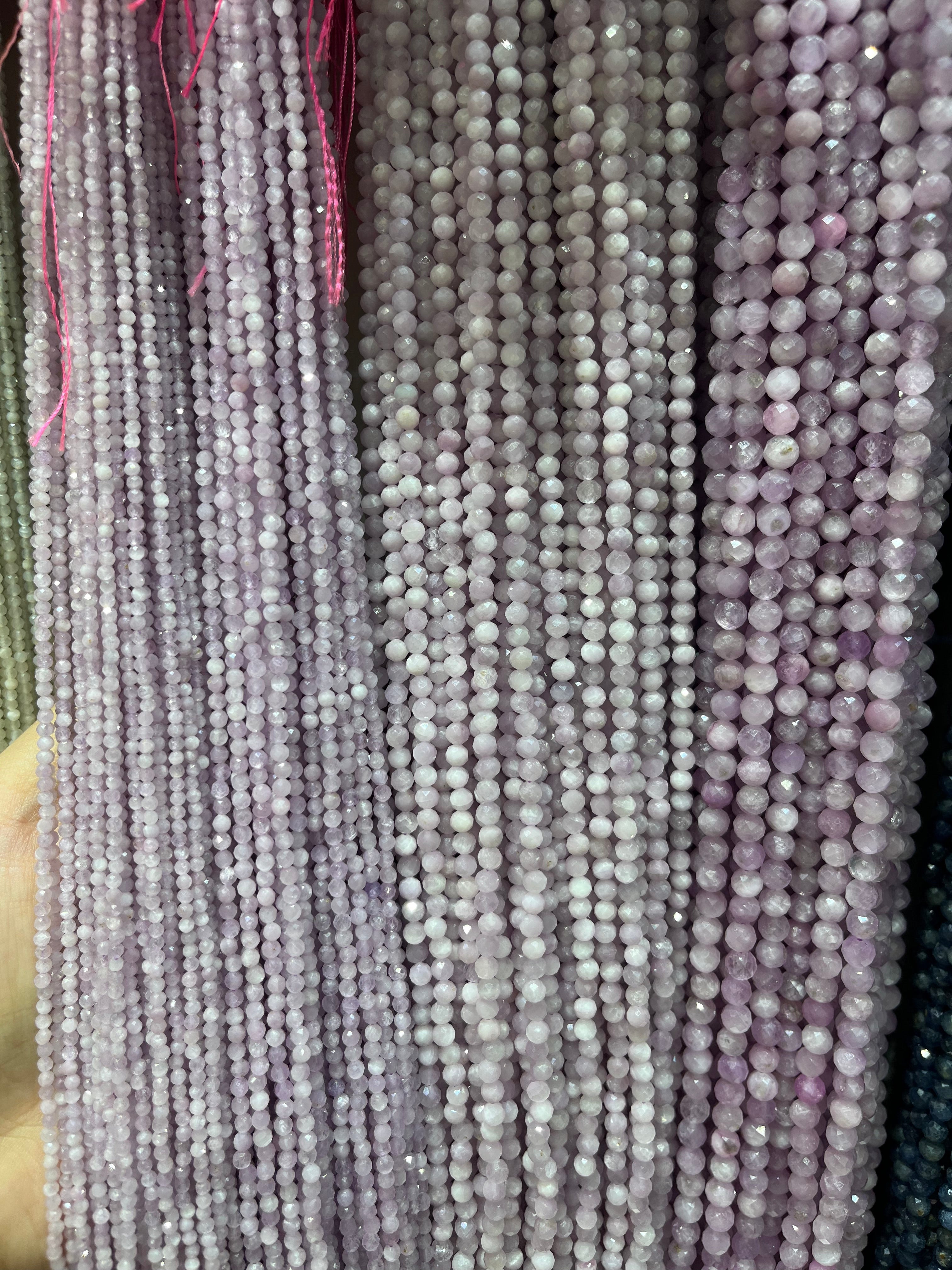 faceted kunzite beads strands
