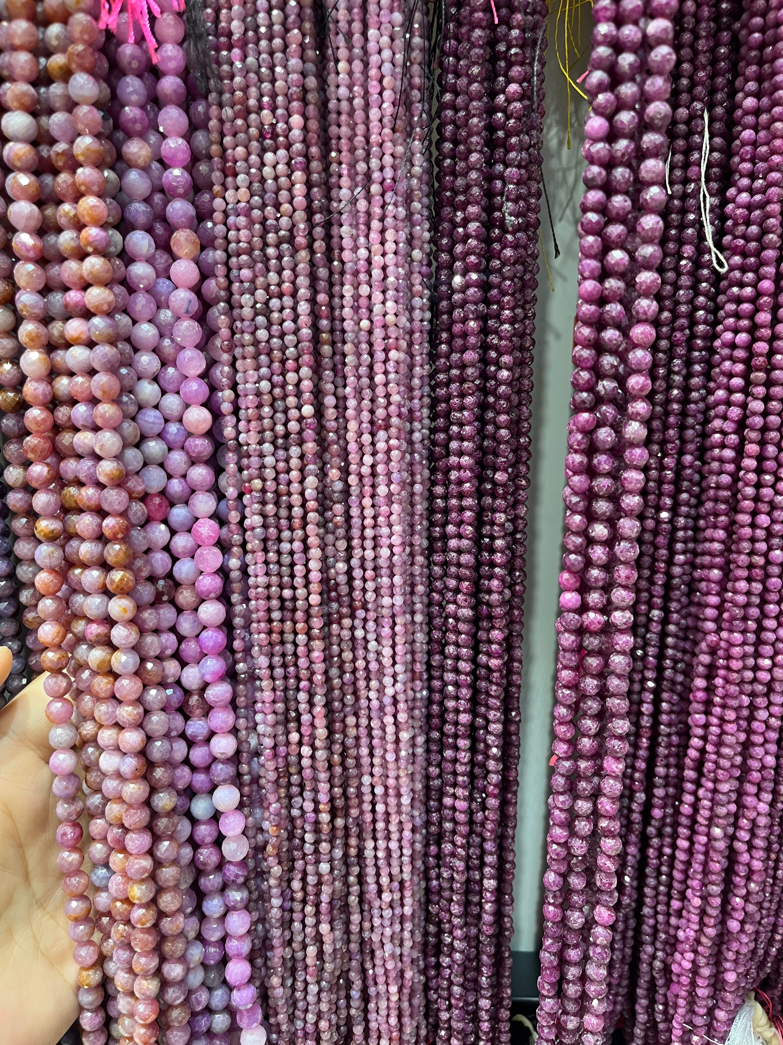 faceted ruby beads strands