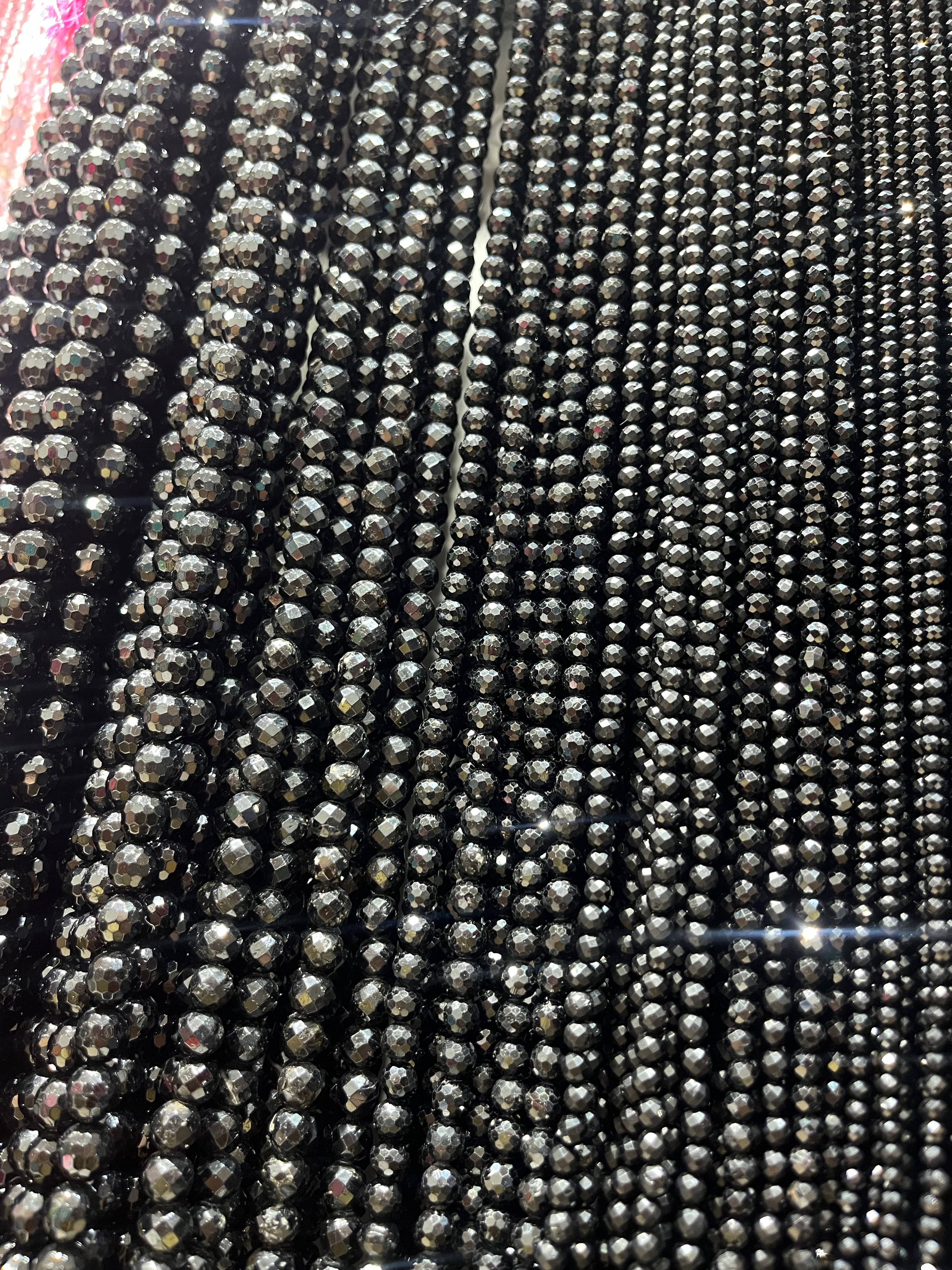 faceted black tourmaline beads strands