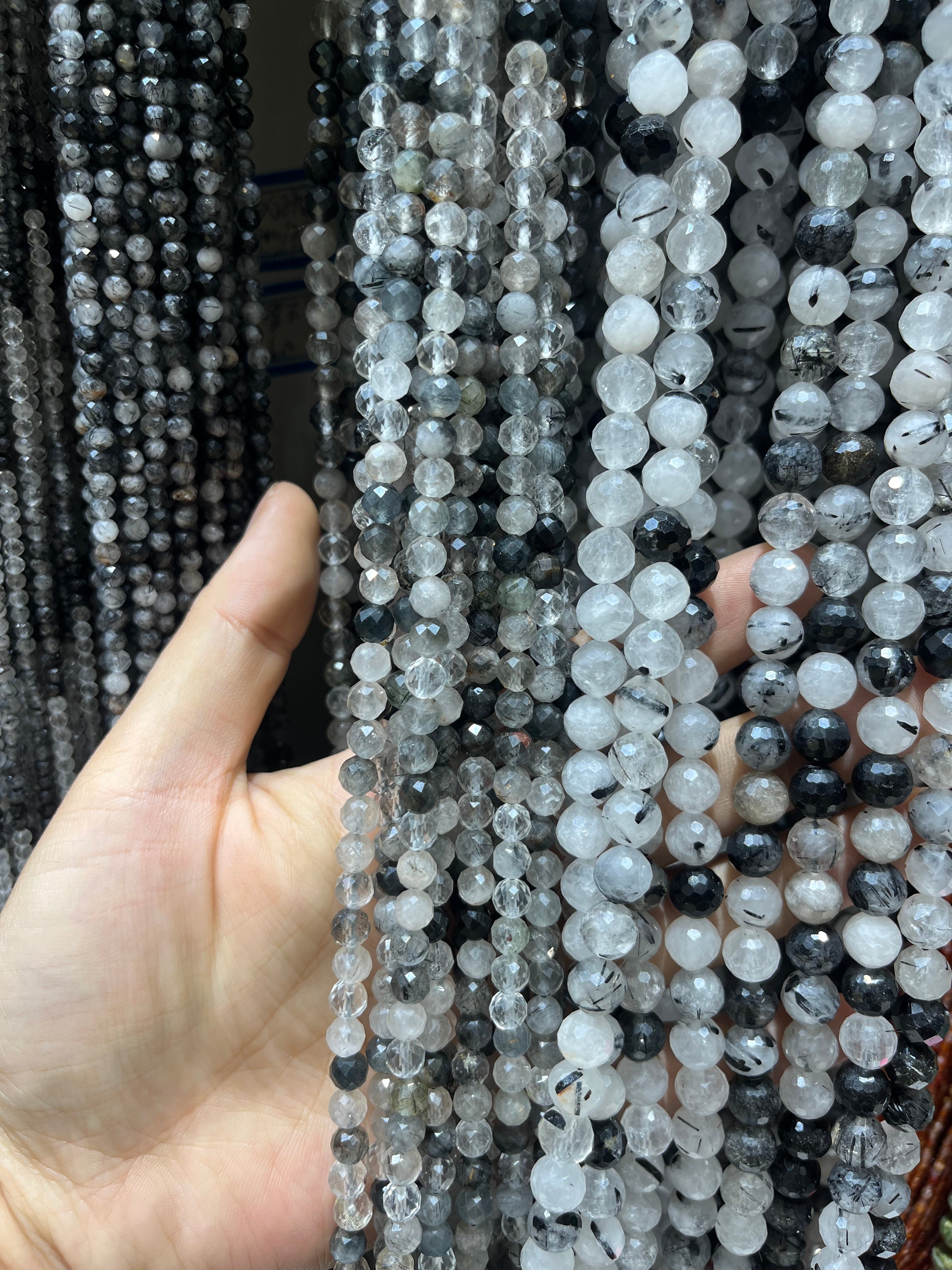 faceted tourmaline quartz beads strands