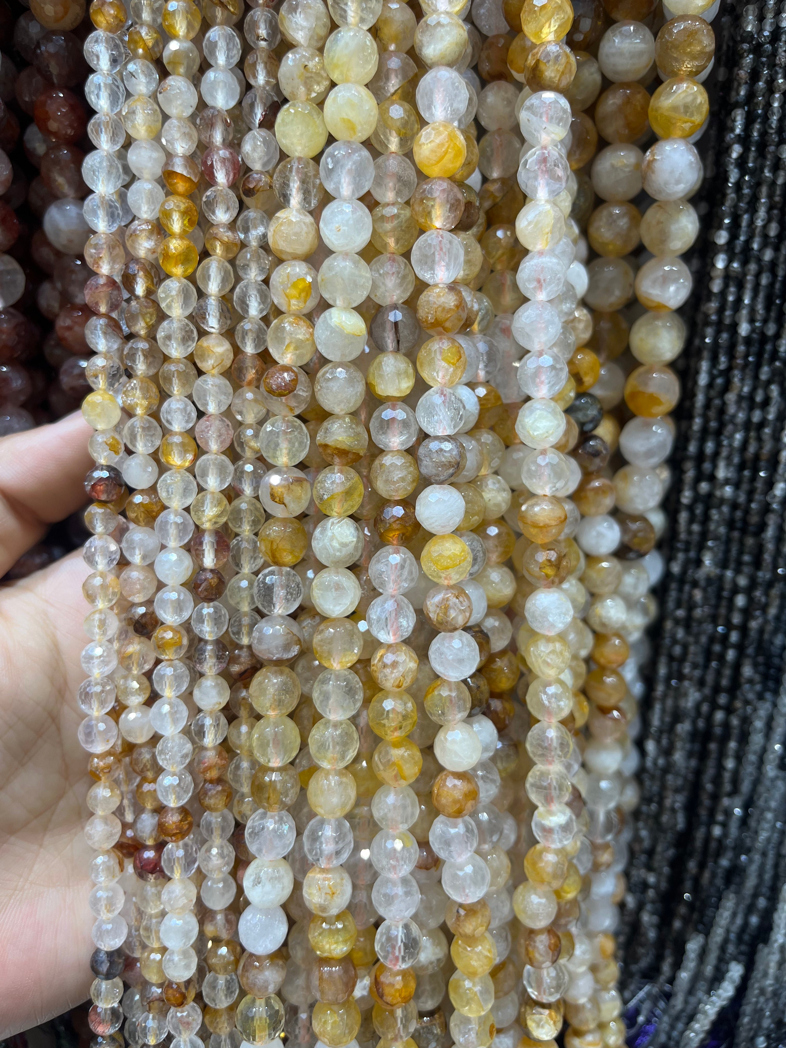 faceted golden healer beads strands