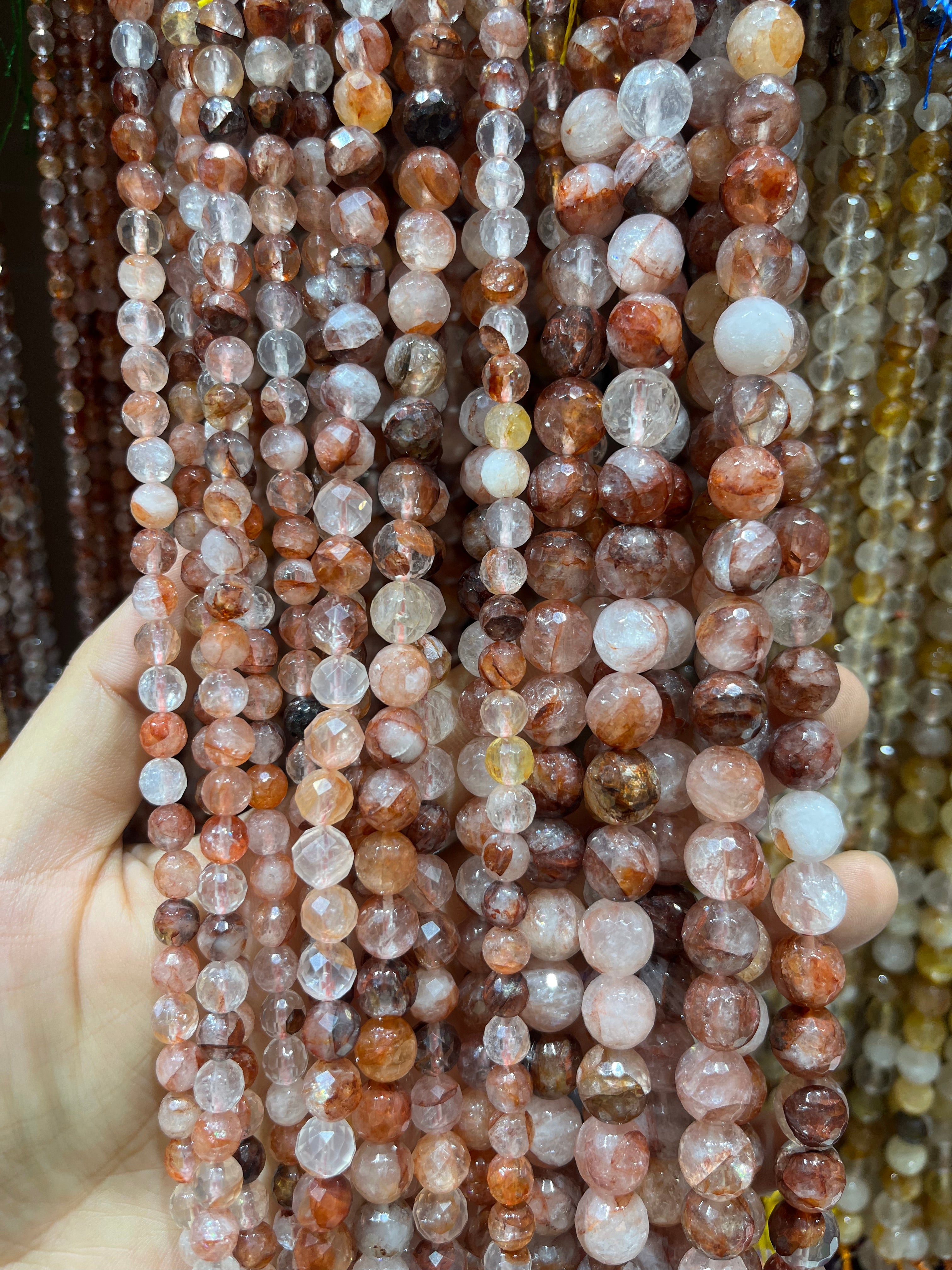 faceted fire quartz beads strands