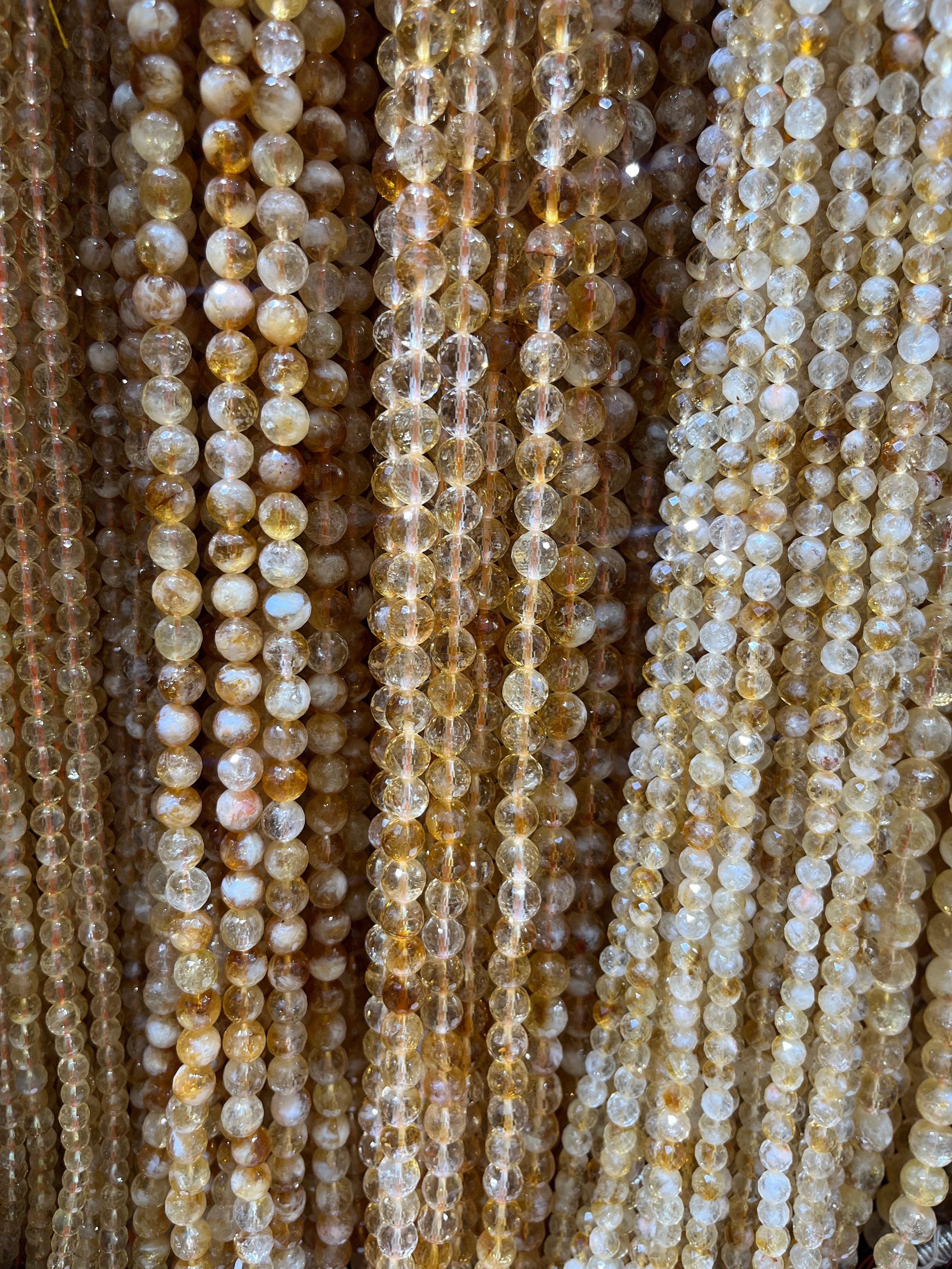 faceted citrine beads strands