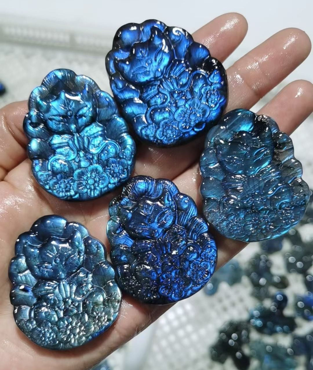 Labradorite flat carving