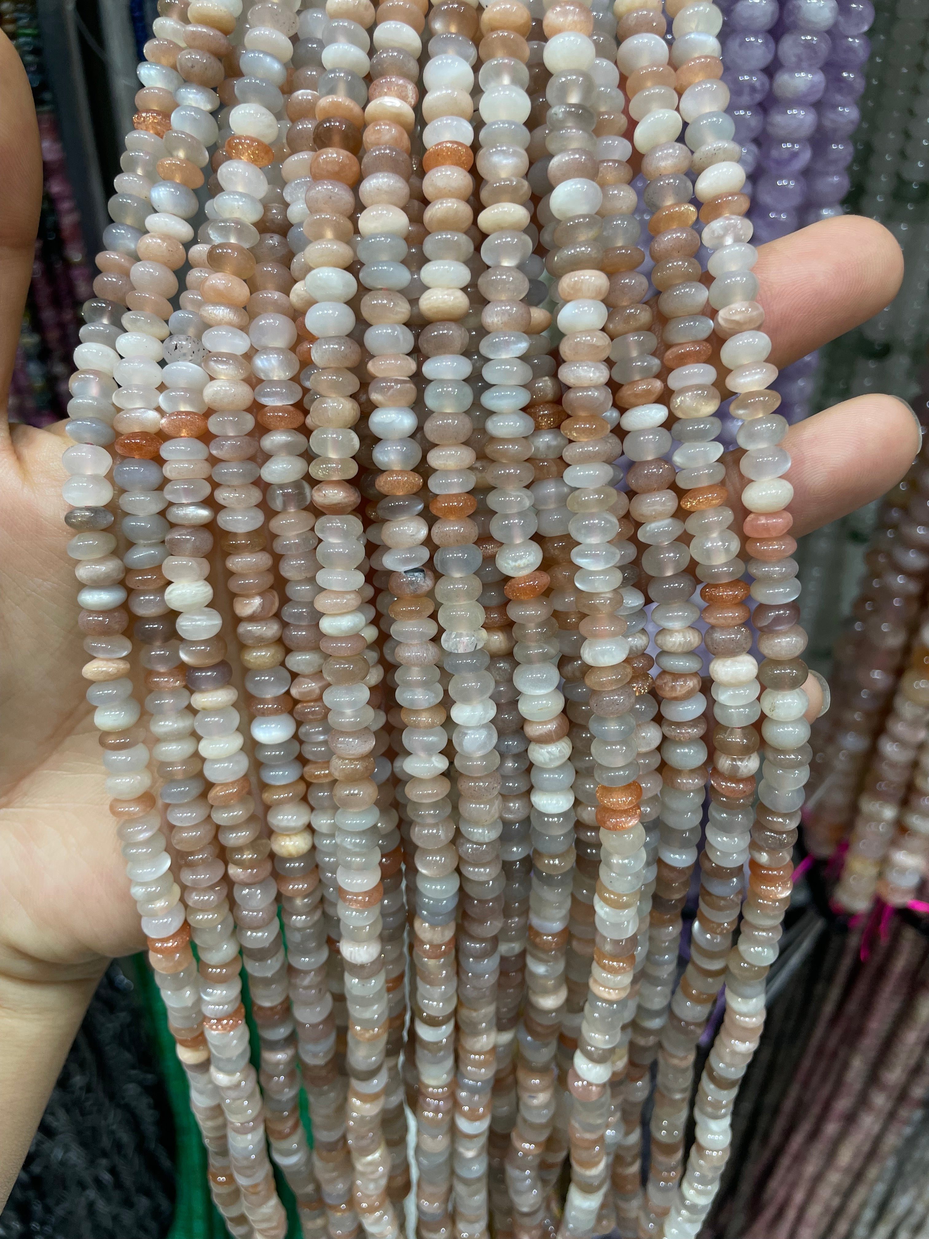 moonstone donut beads strand 6/8mm
