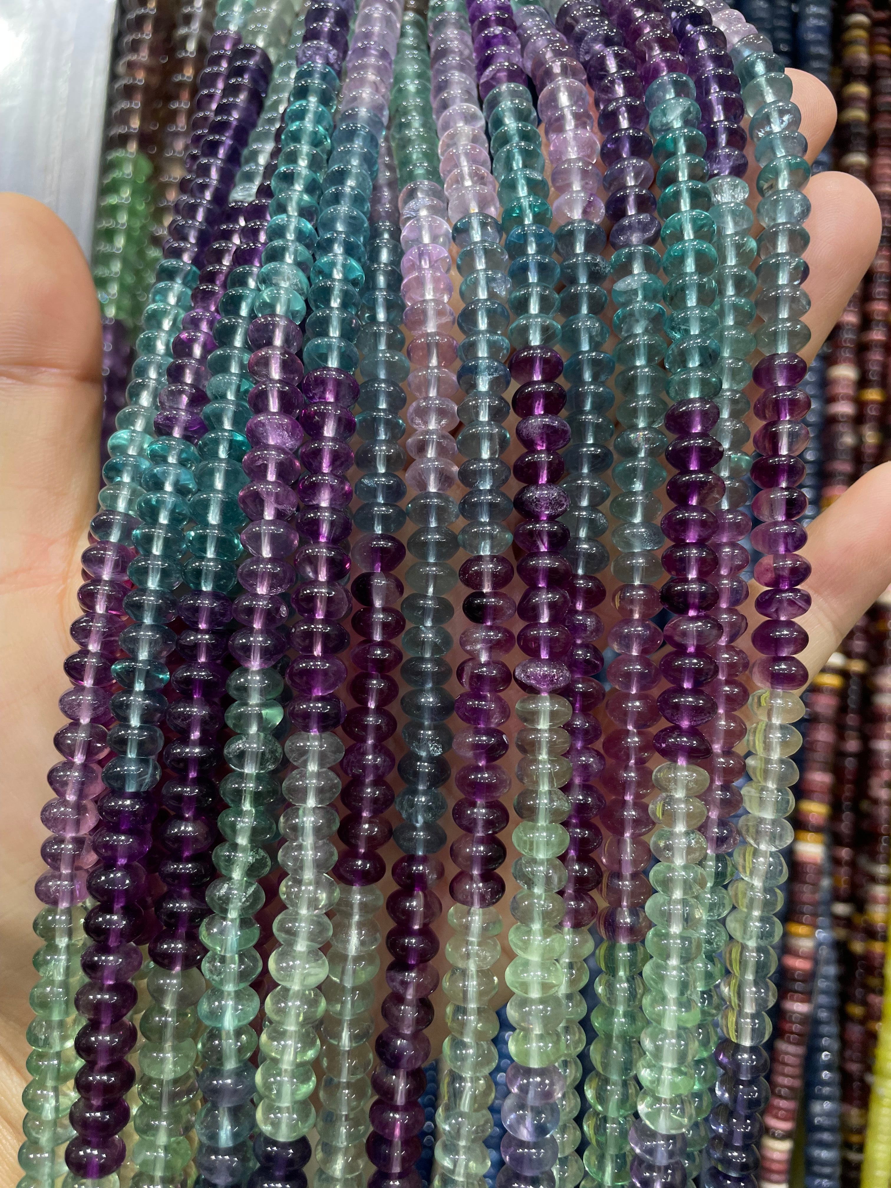 mixed Fluorite beads strand 6/8mm