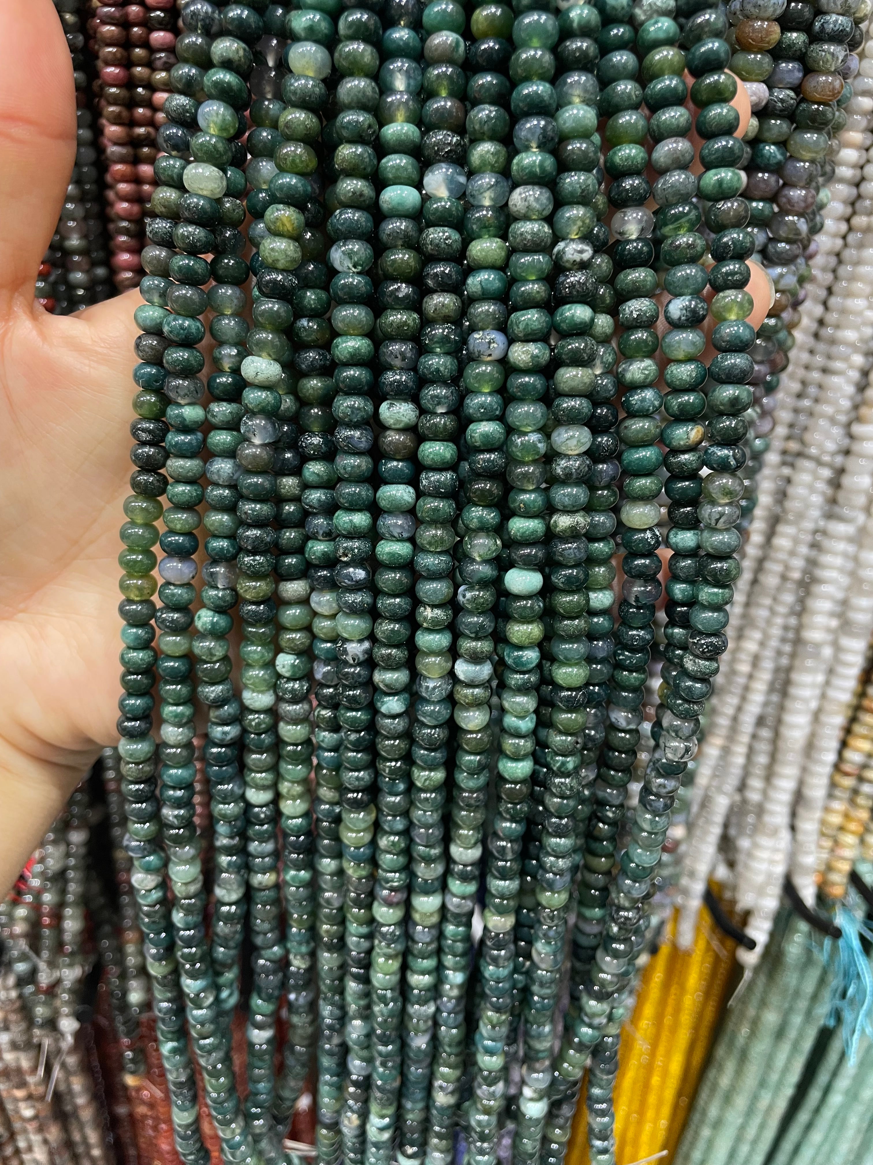 moss agate donut beads strand 6/8mm