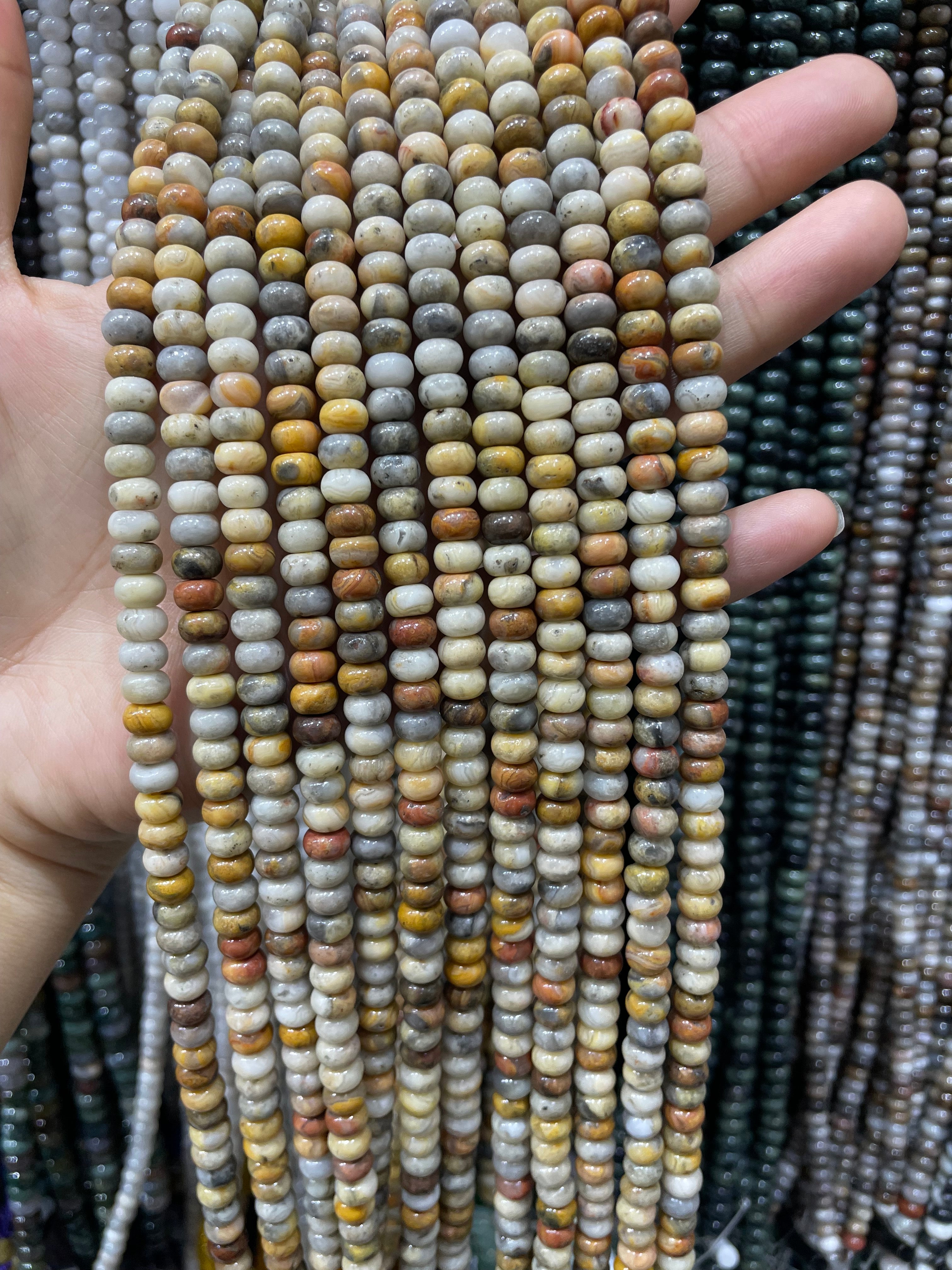 crazy agate donut beads strand 6/8mm