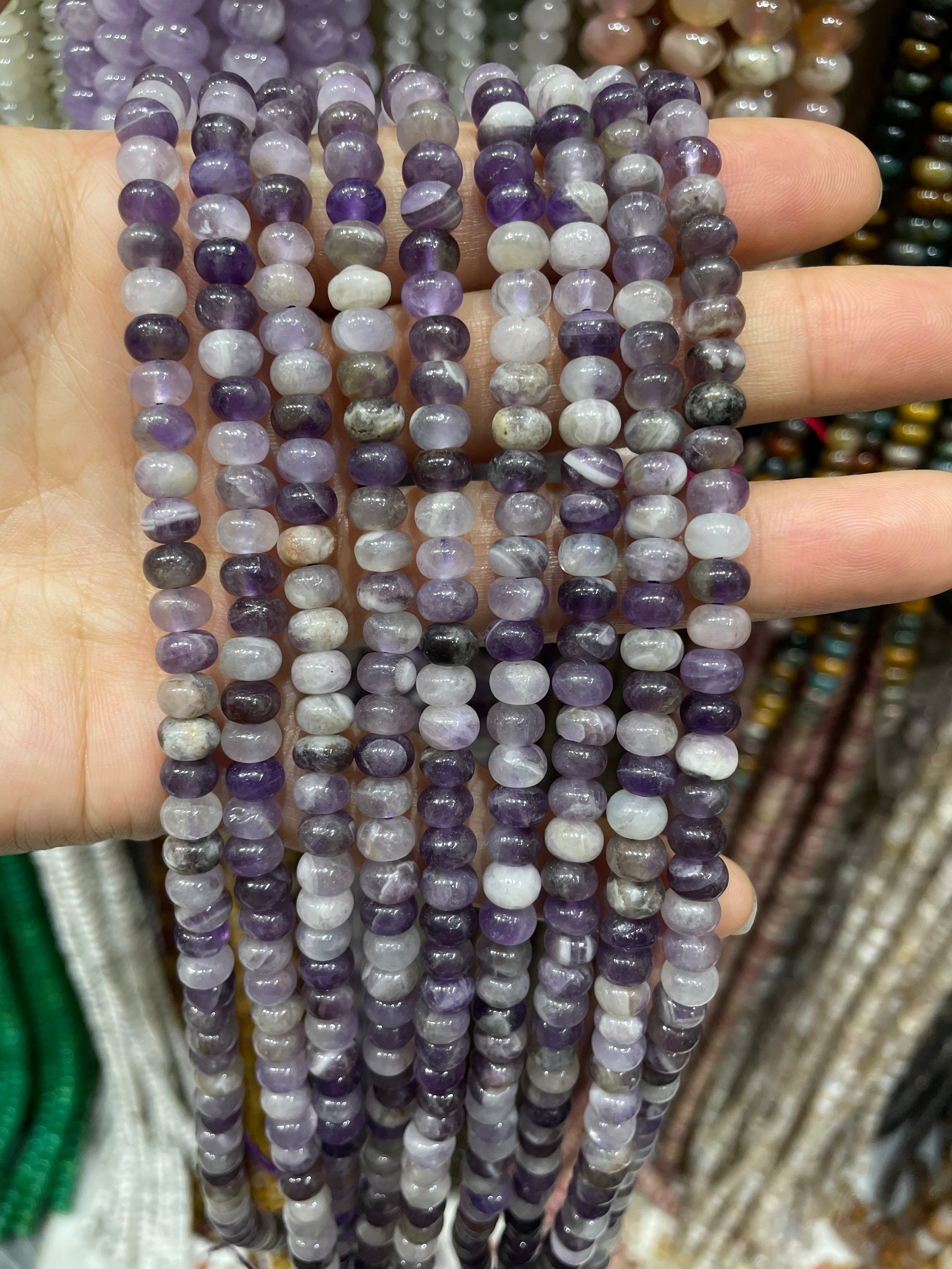 chevron amethyst donut beads strand 6/8mm
