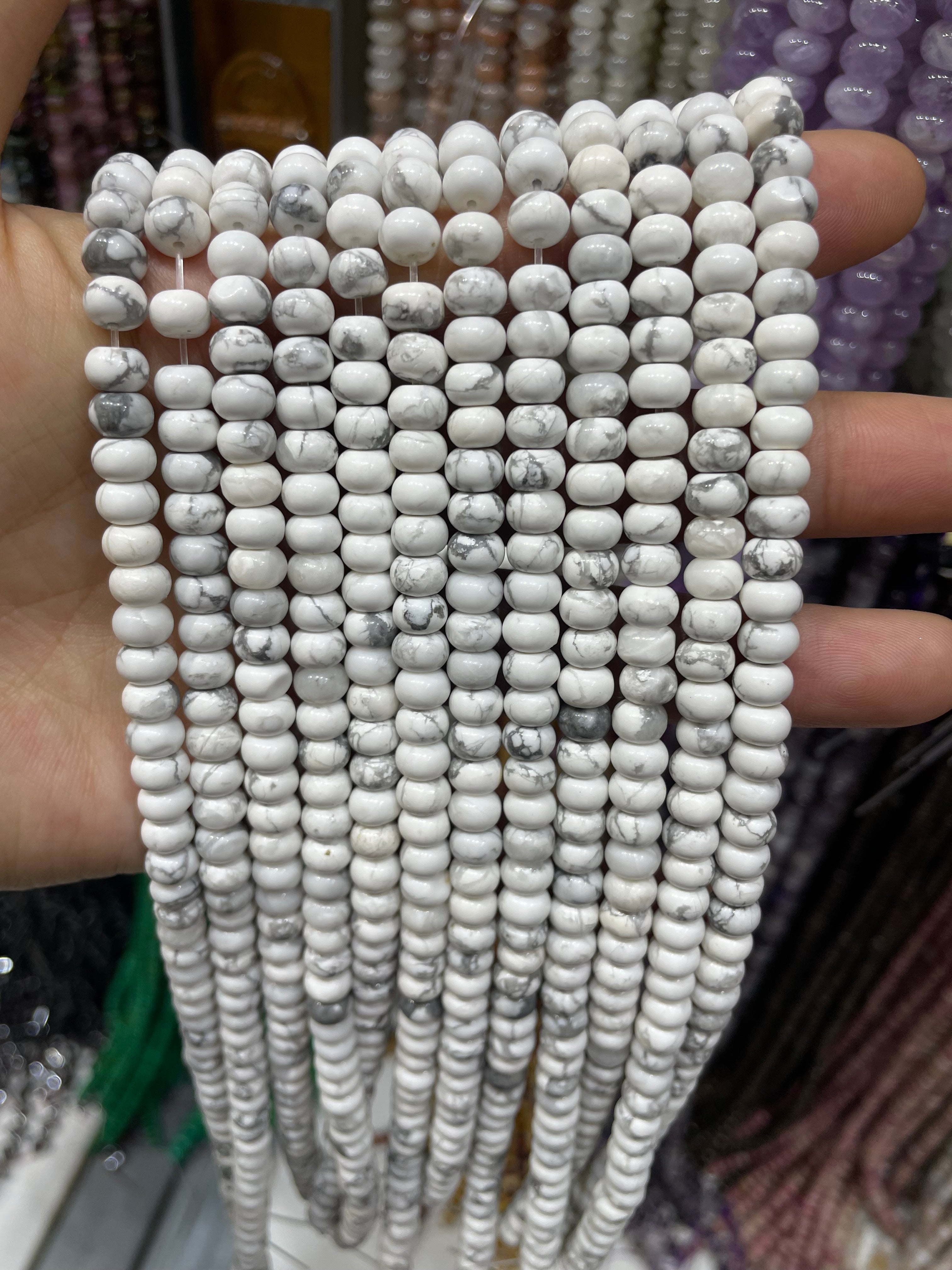 howlite donut beads strand 6/8mm