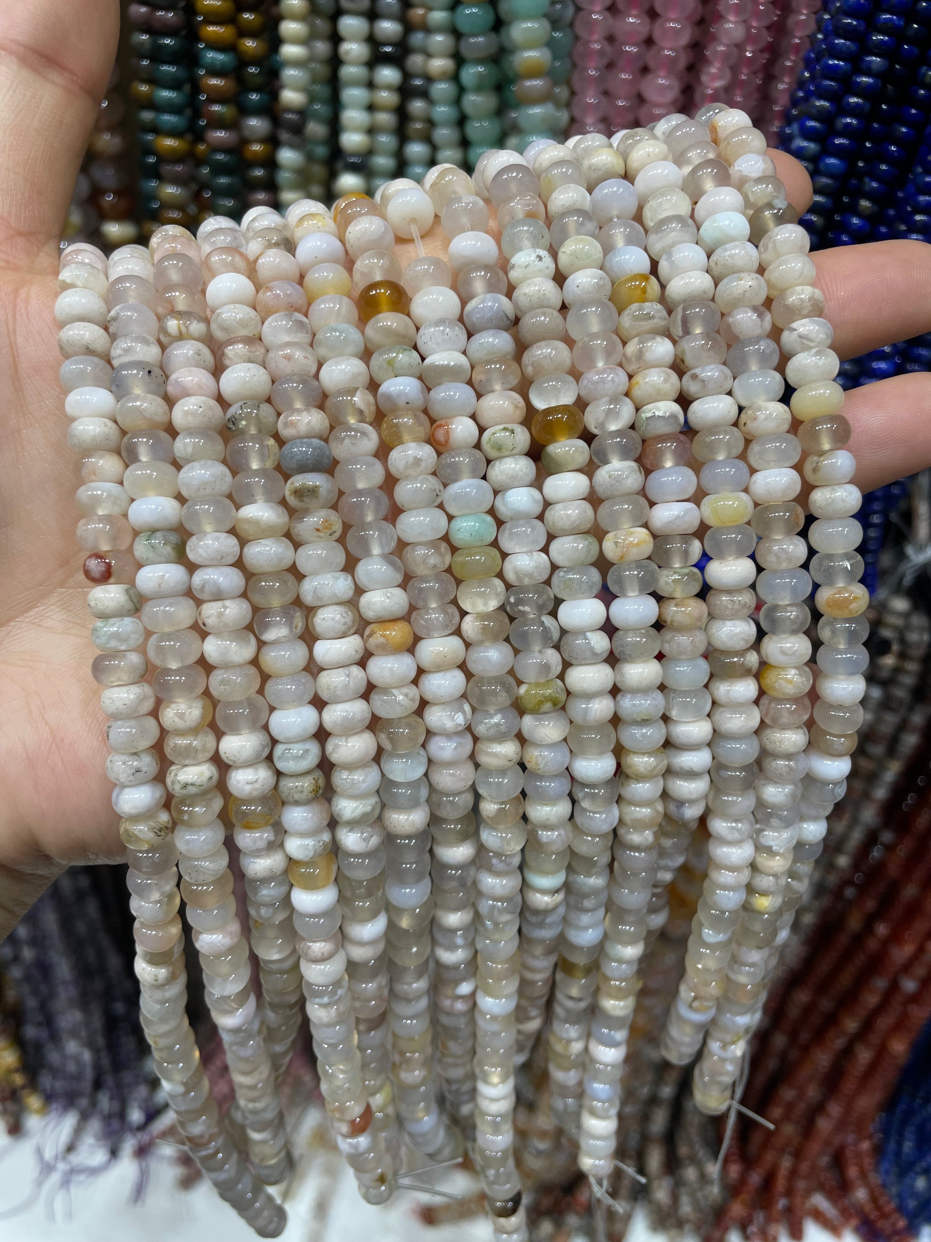 flower agate donut beads strand 6/8mm