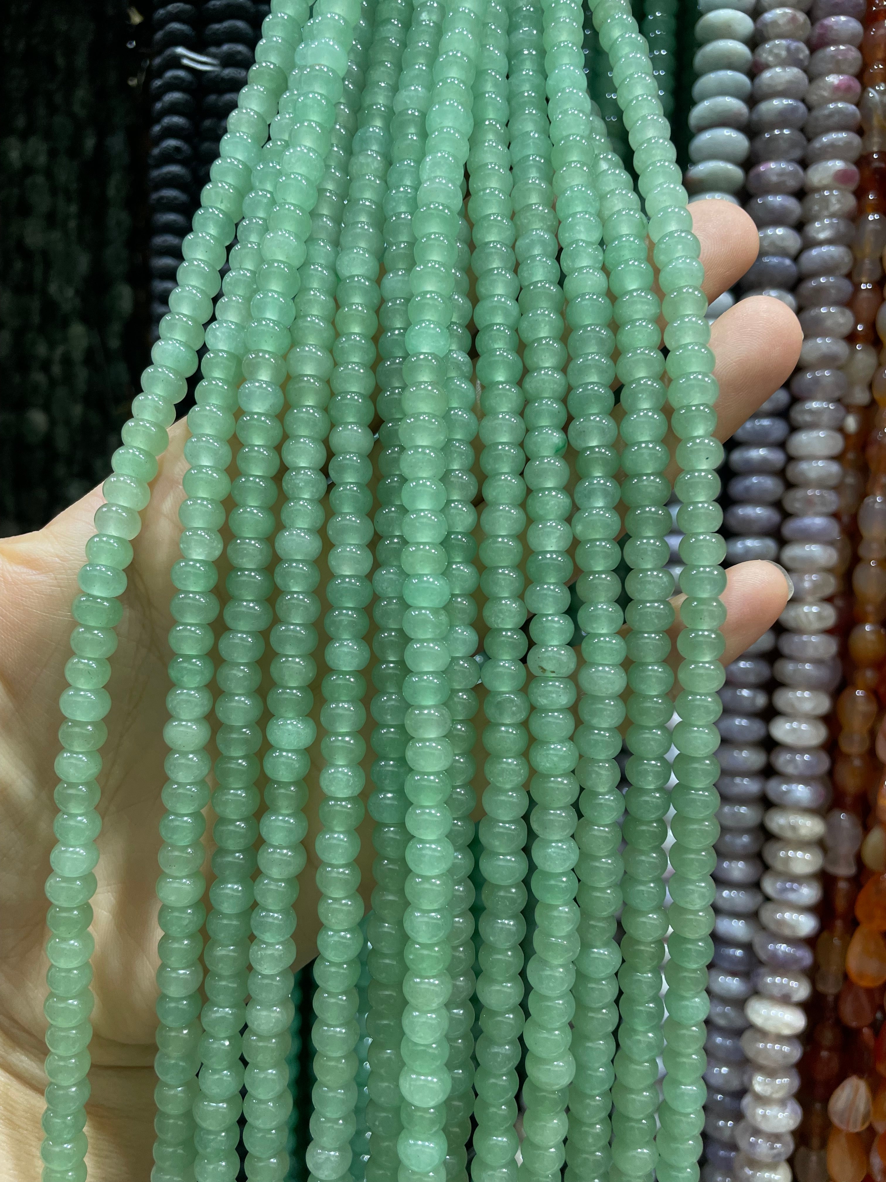 green aventurine donut beads strand 6/8mm