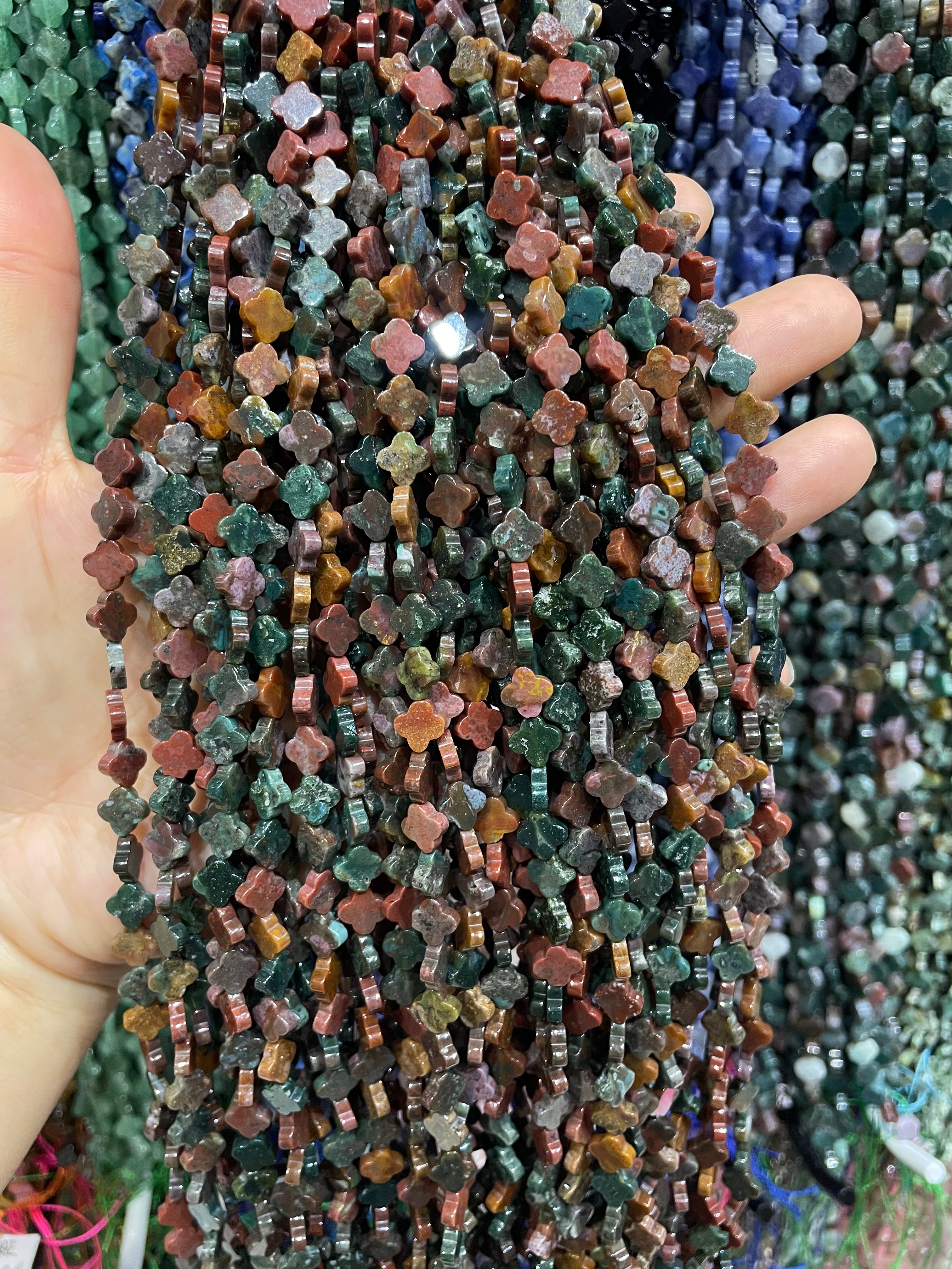 7mm ocean jasper clover beads strand