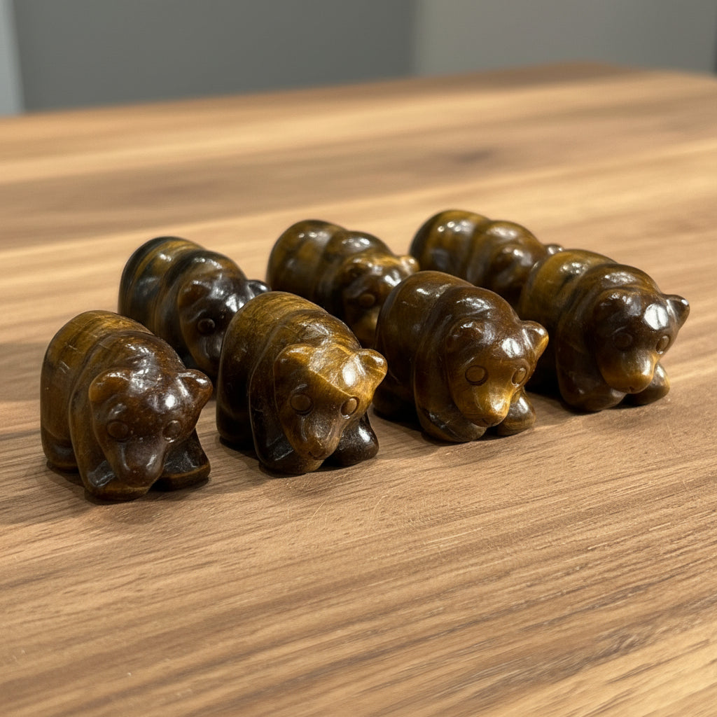 3cm tiger eye bear carving