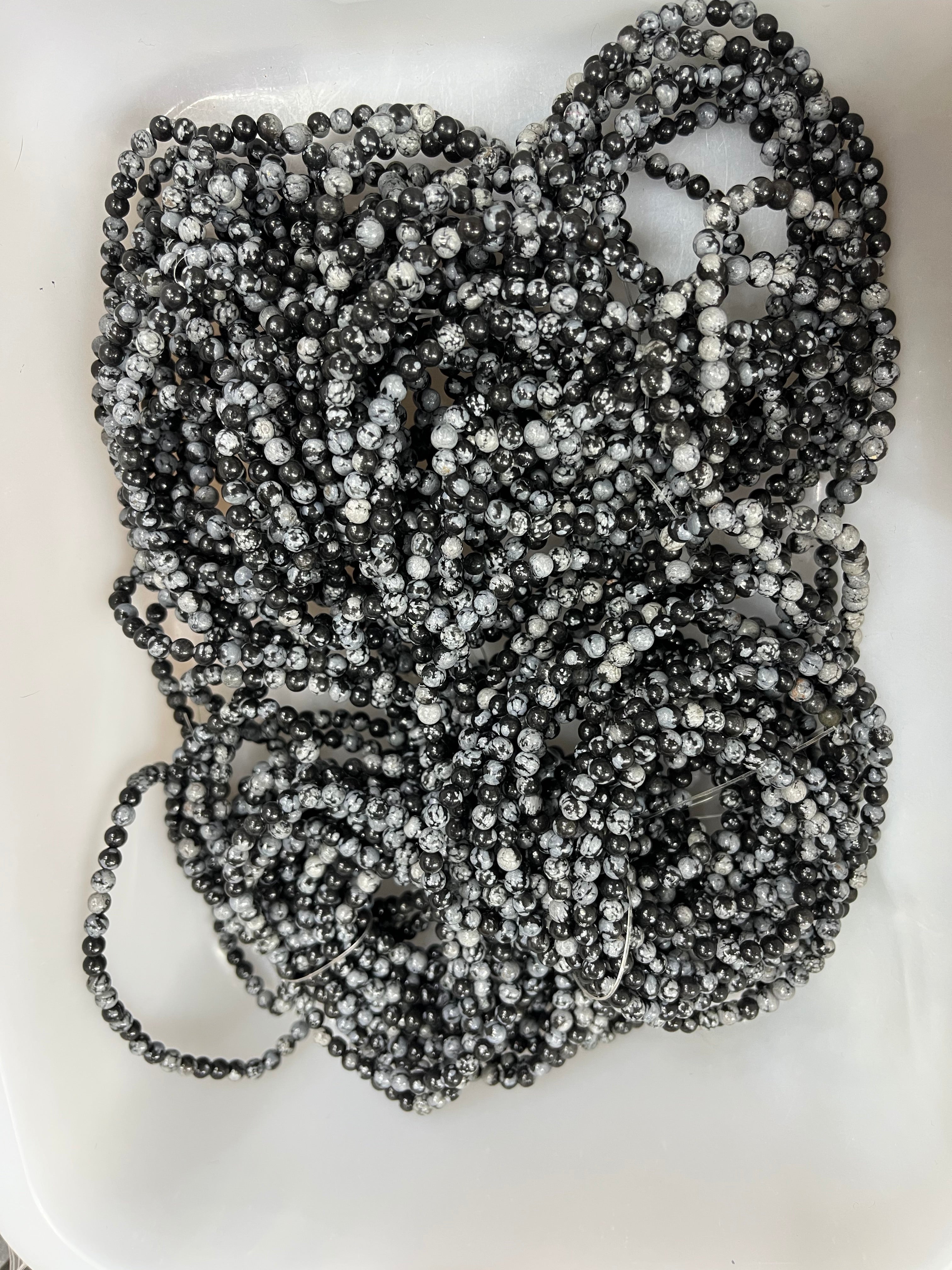 4mm snowflakes obsidian bracelet wholesale
