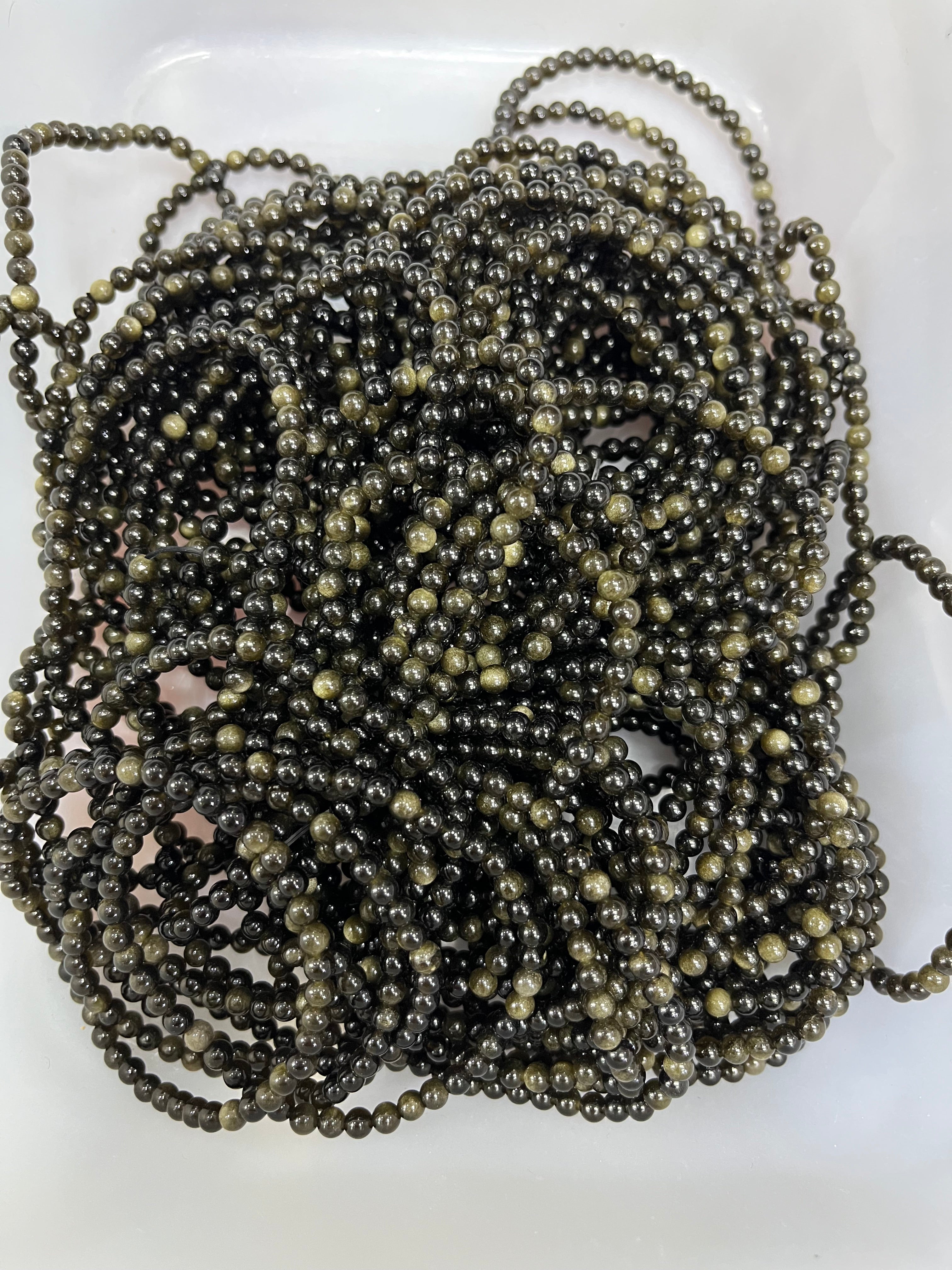 4mm gold sheen obsidian bracelet