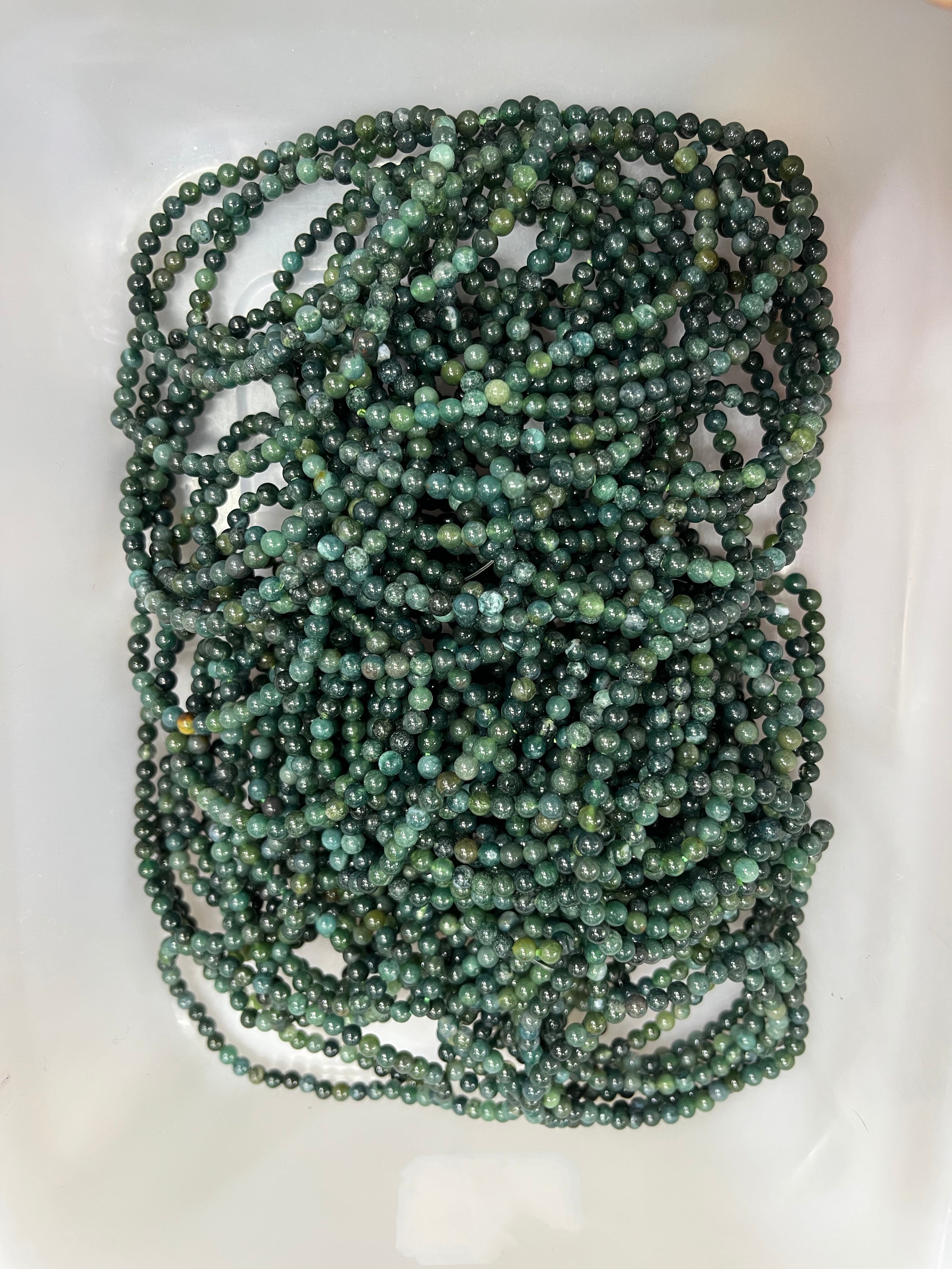4mm dark moss agate bracelet