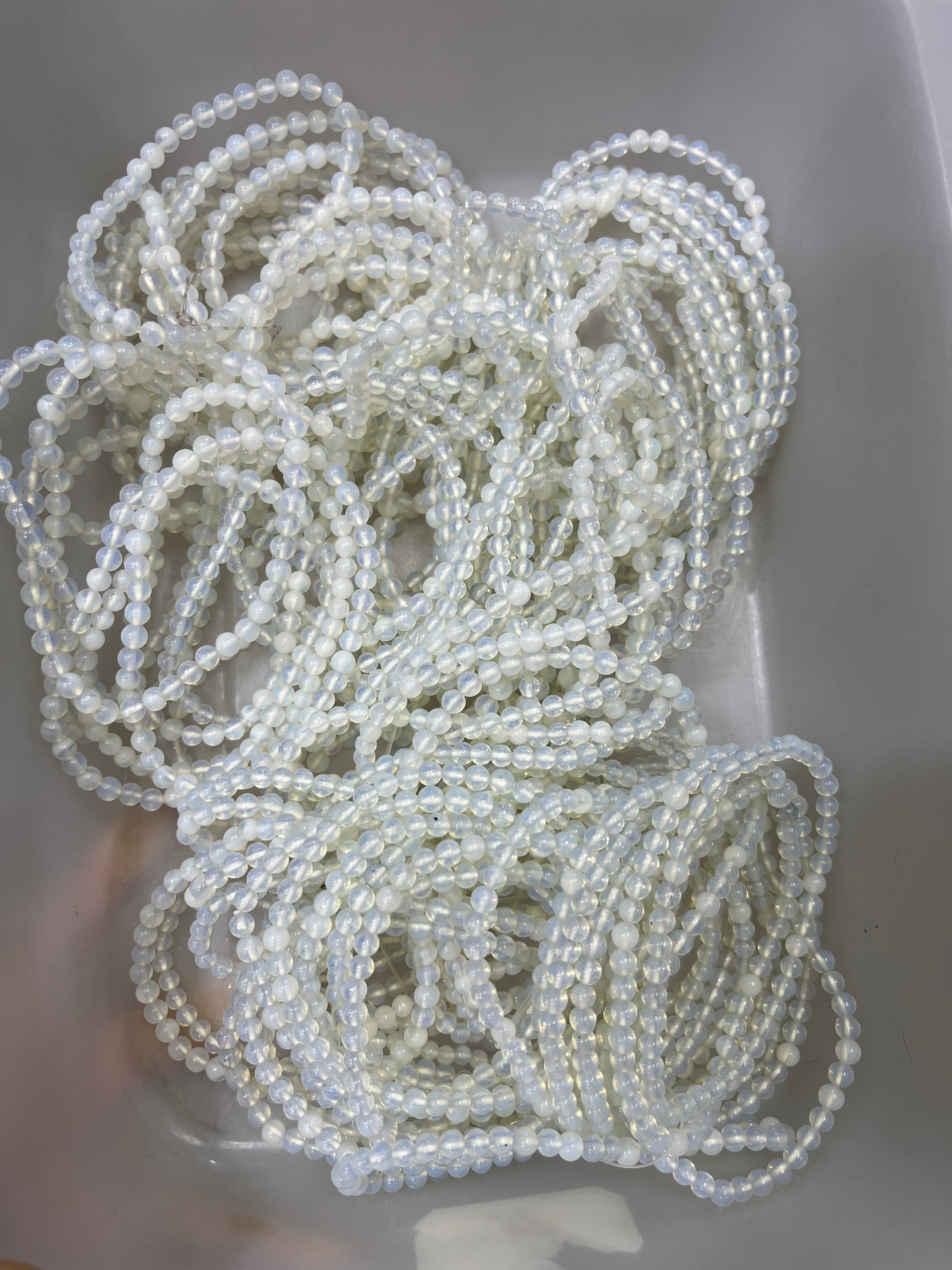 4mm white opalite bracelet