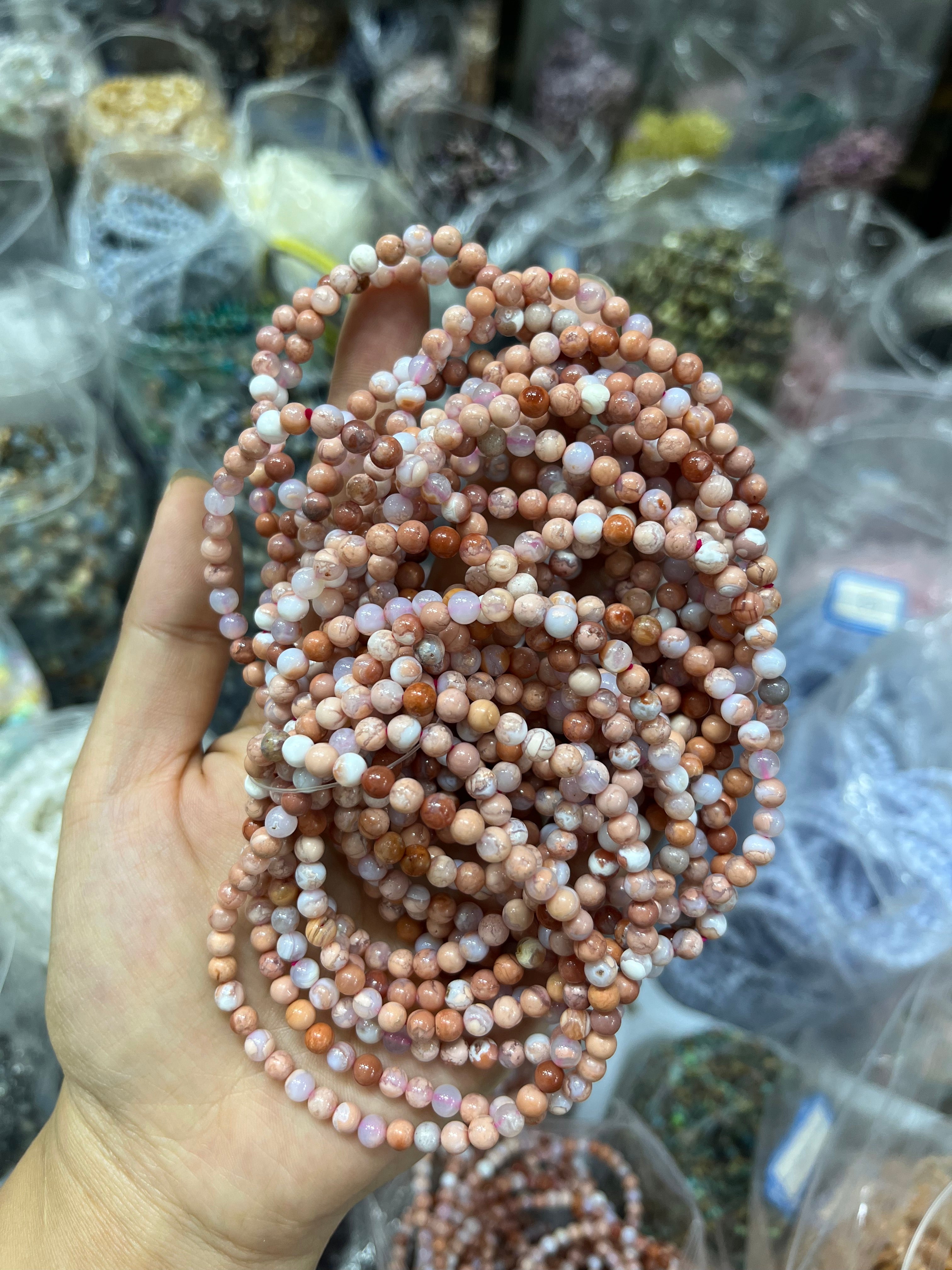 4mm pink agate bracelet wholesale