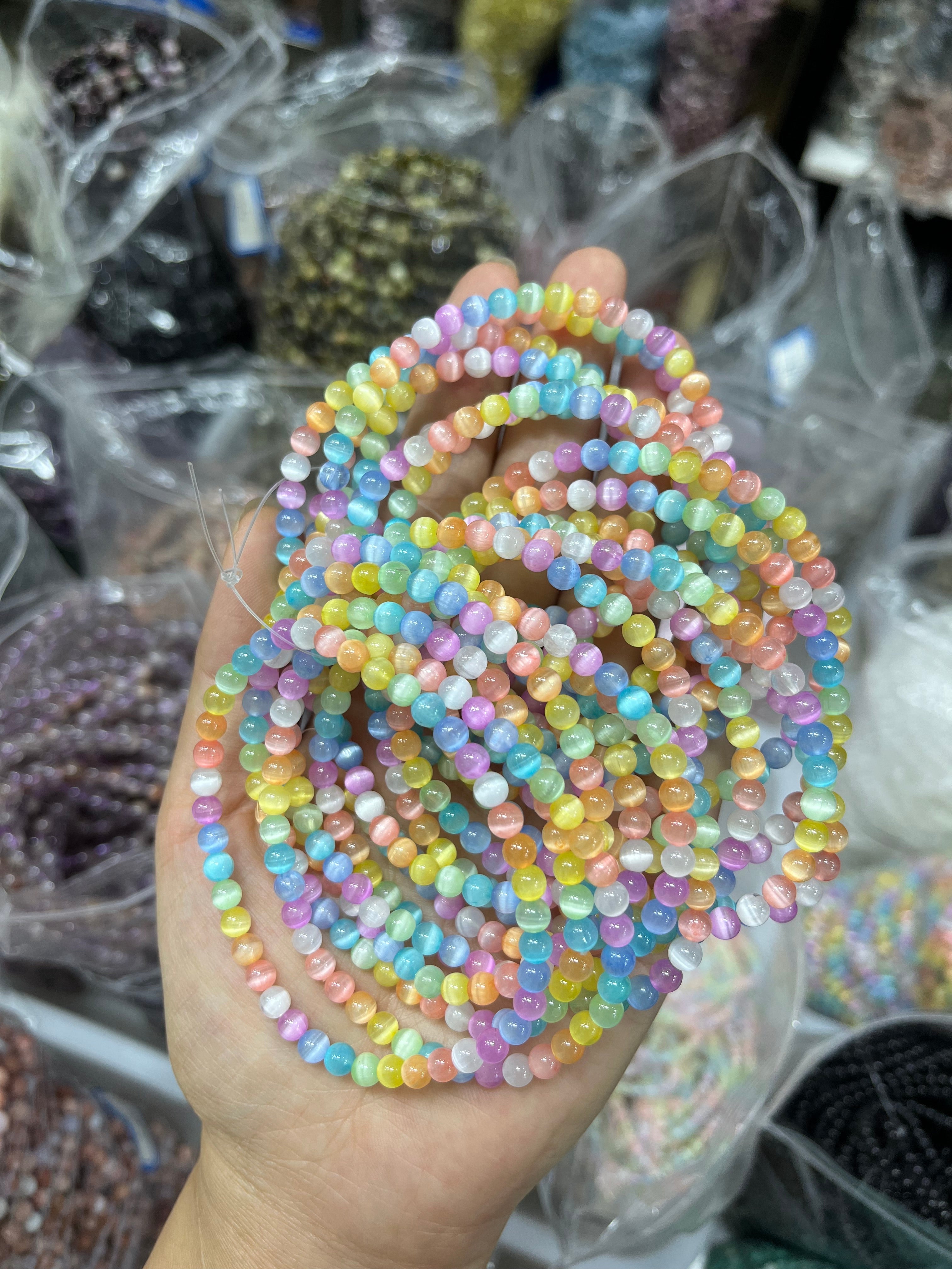 4mm rainbow selenite bracelet wholesale