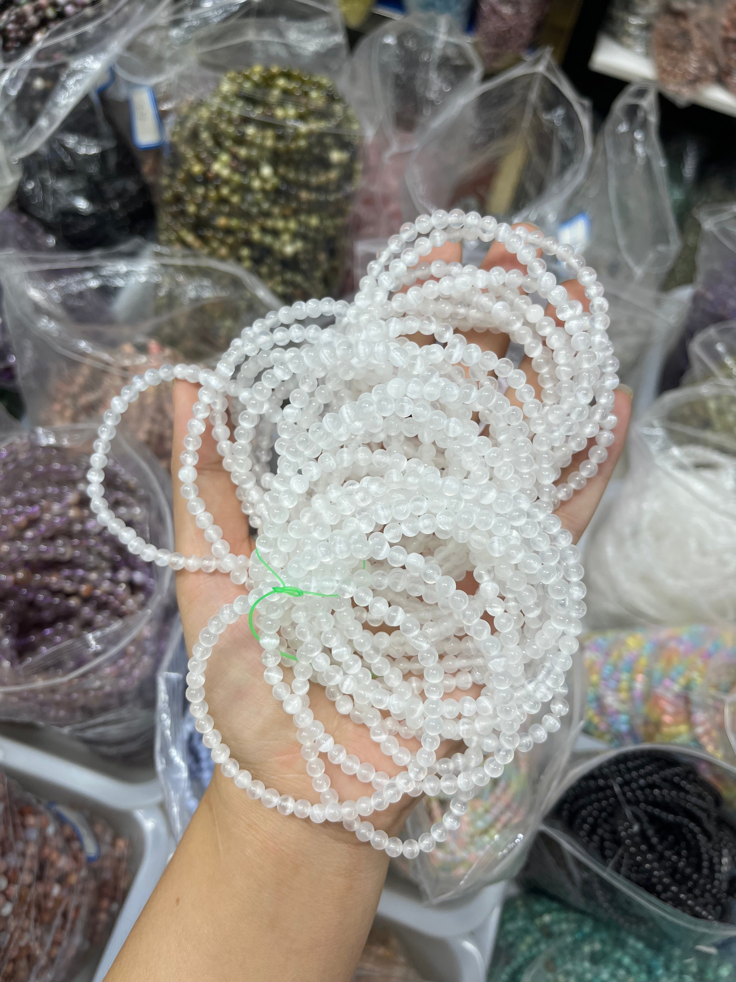 4mm white selenite bracelet wholesale