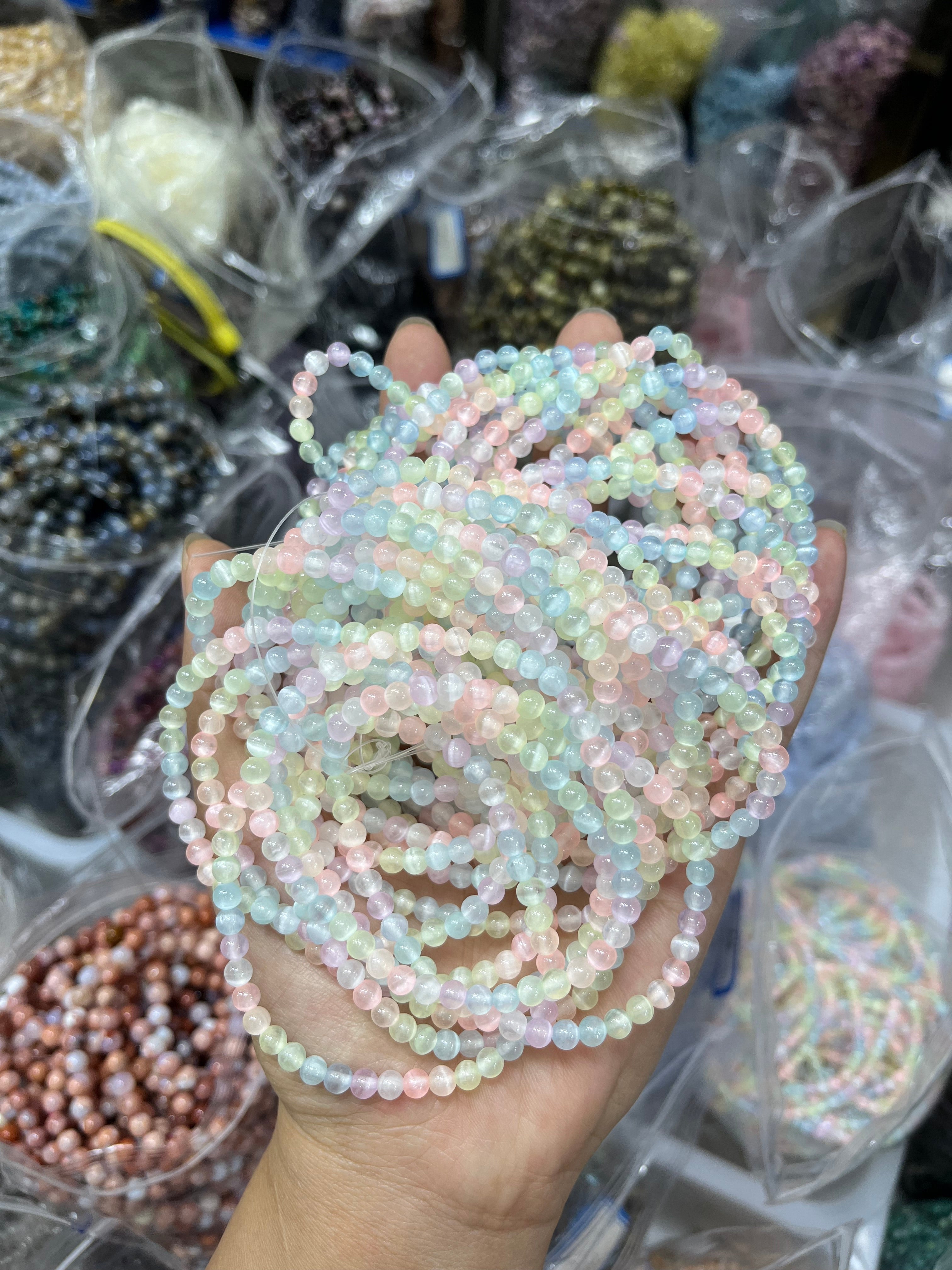4mm pastel selenite bracelet wholesale