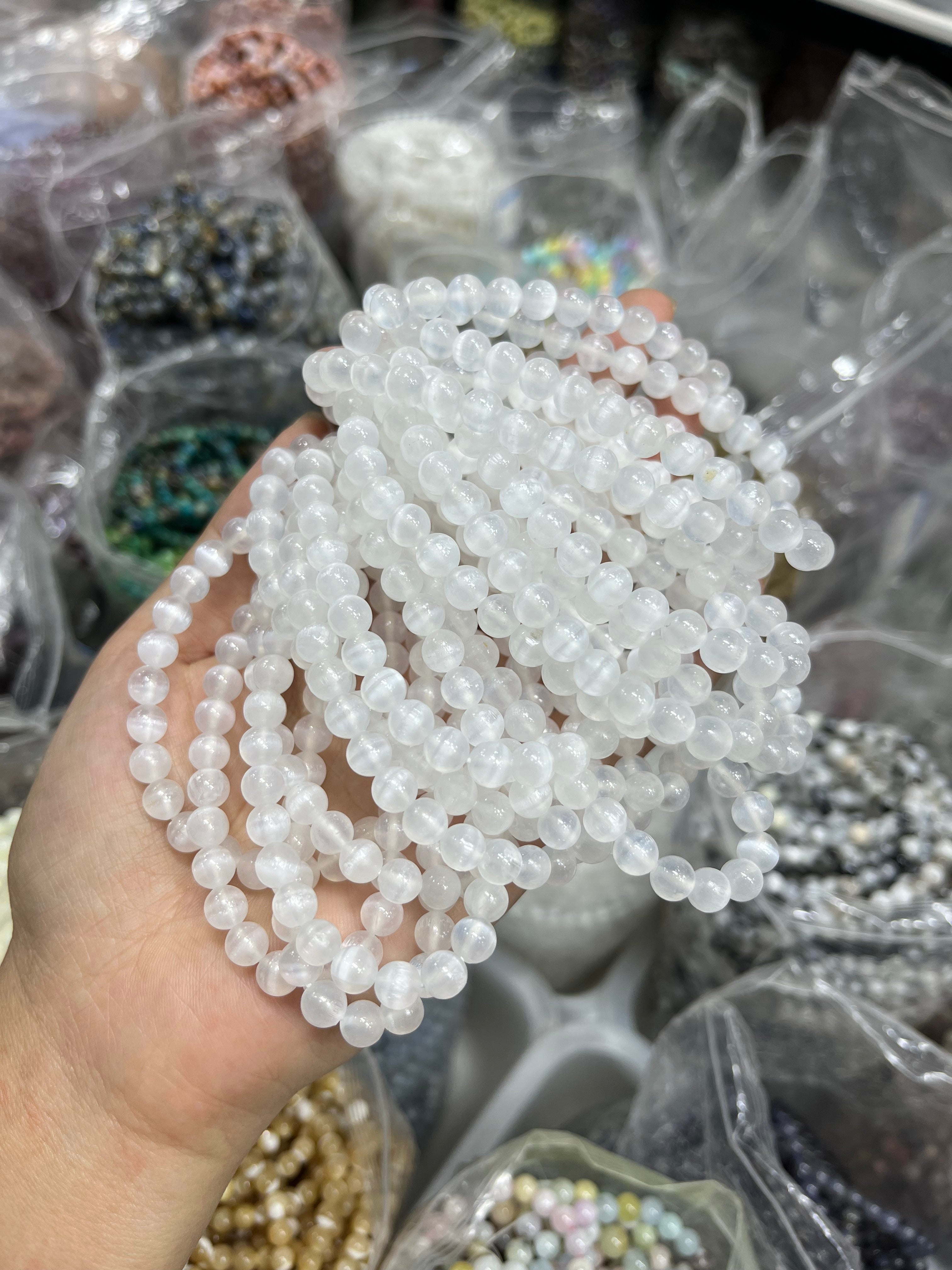 6mm white selenite bracelet wholesale