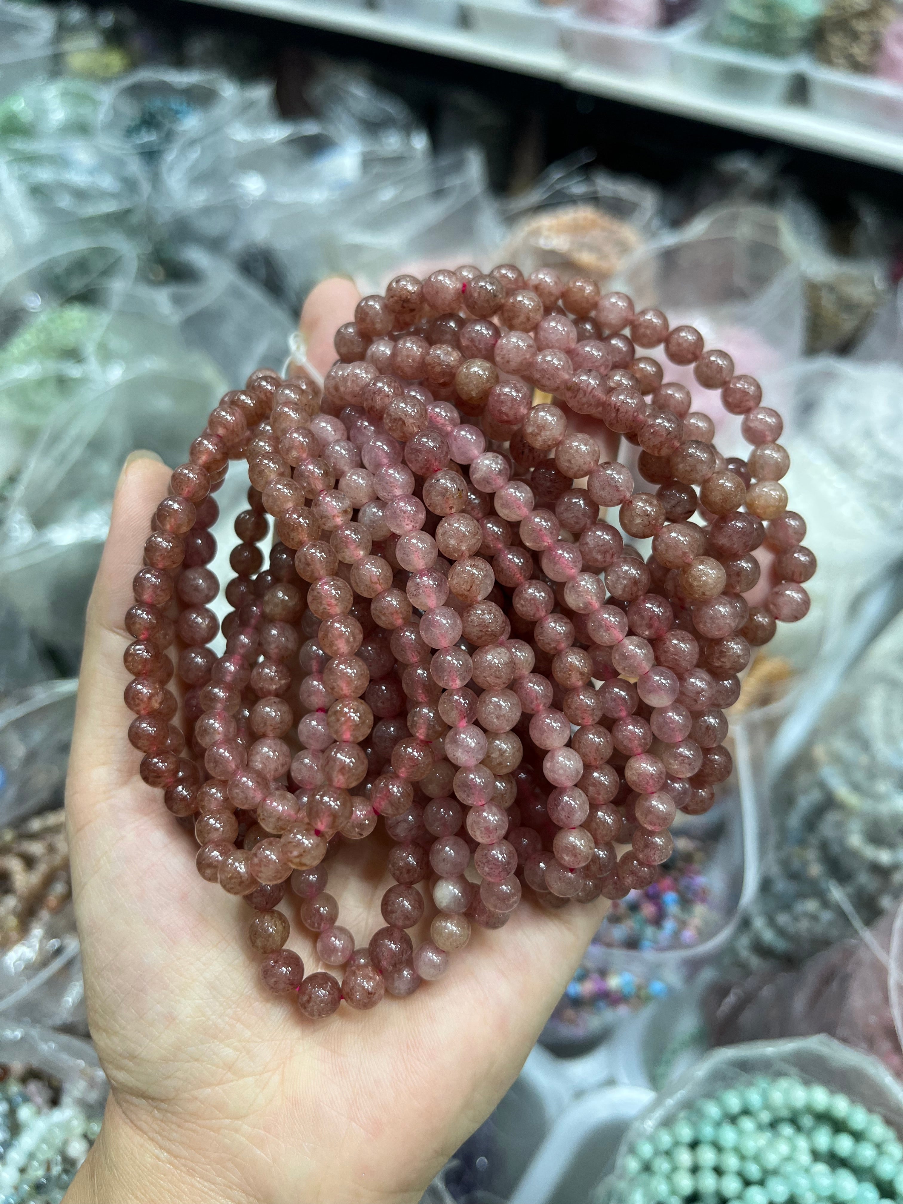 6mm strawberry quartz bracelet wholesale
