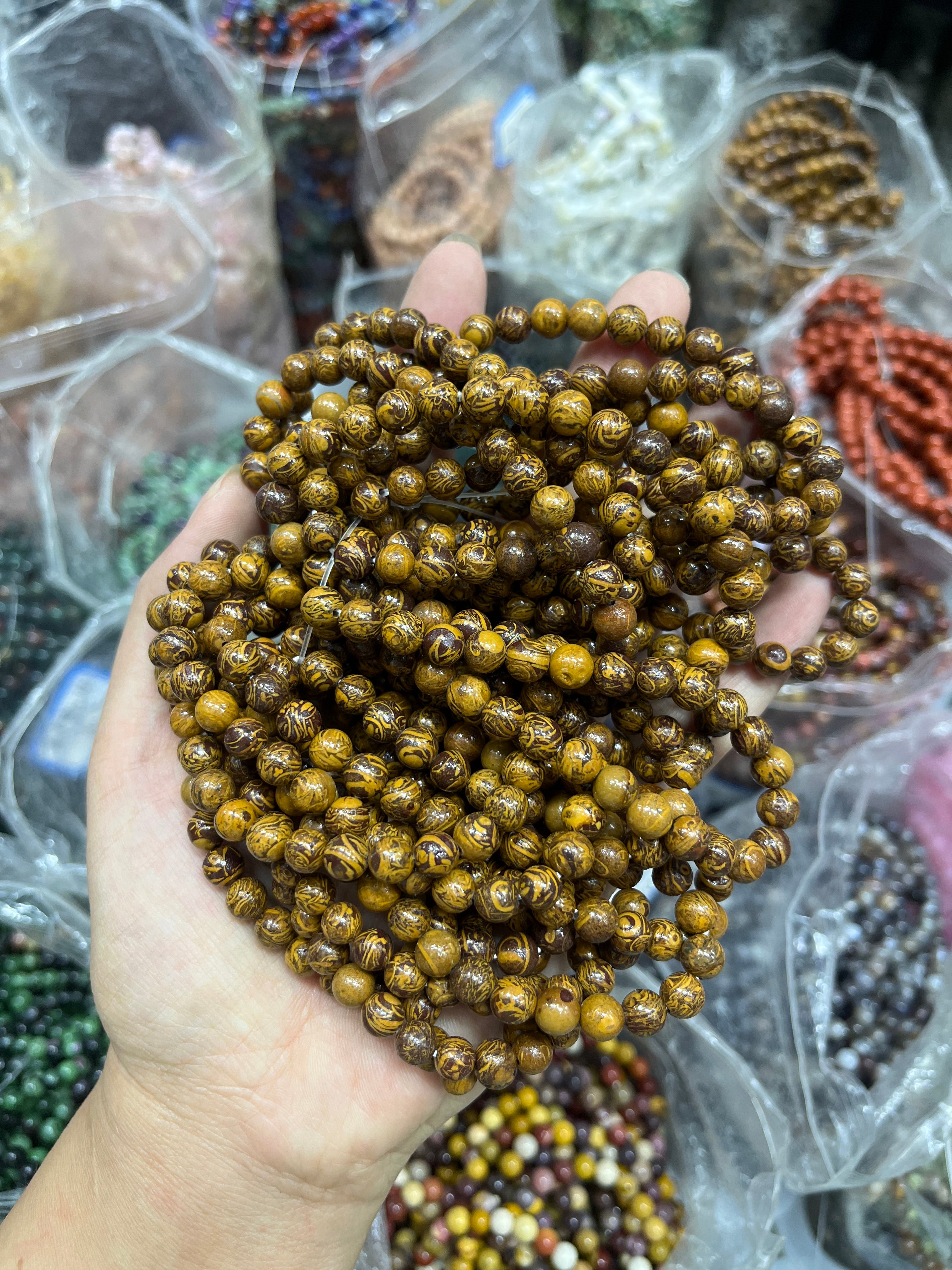 6mm caligraphy jasper bracelet wholesale