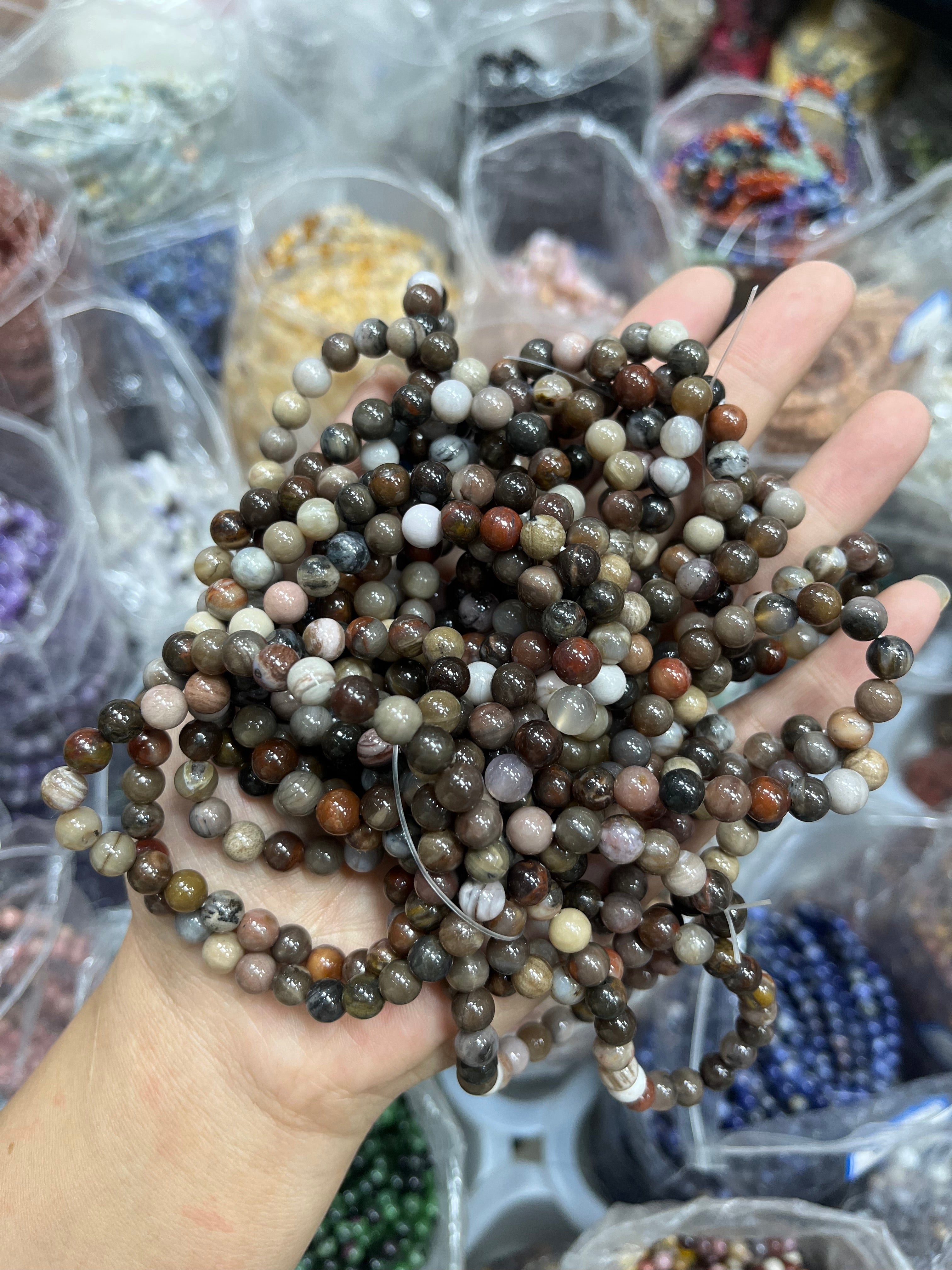6mm petrified wood bracelet wholesale