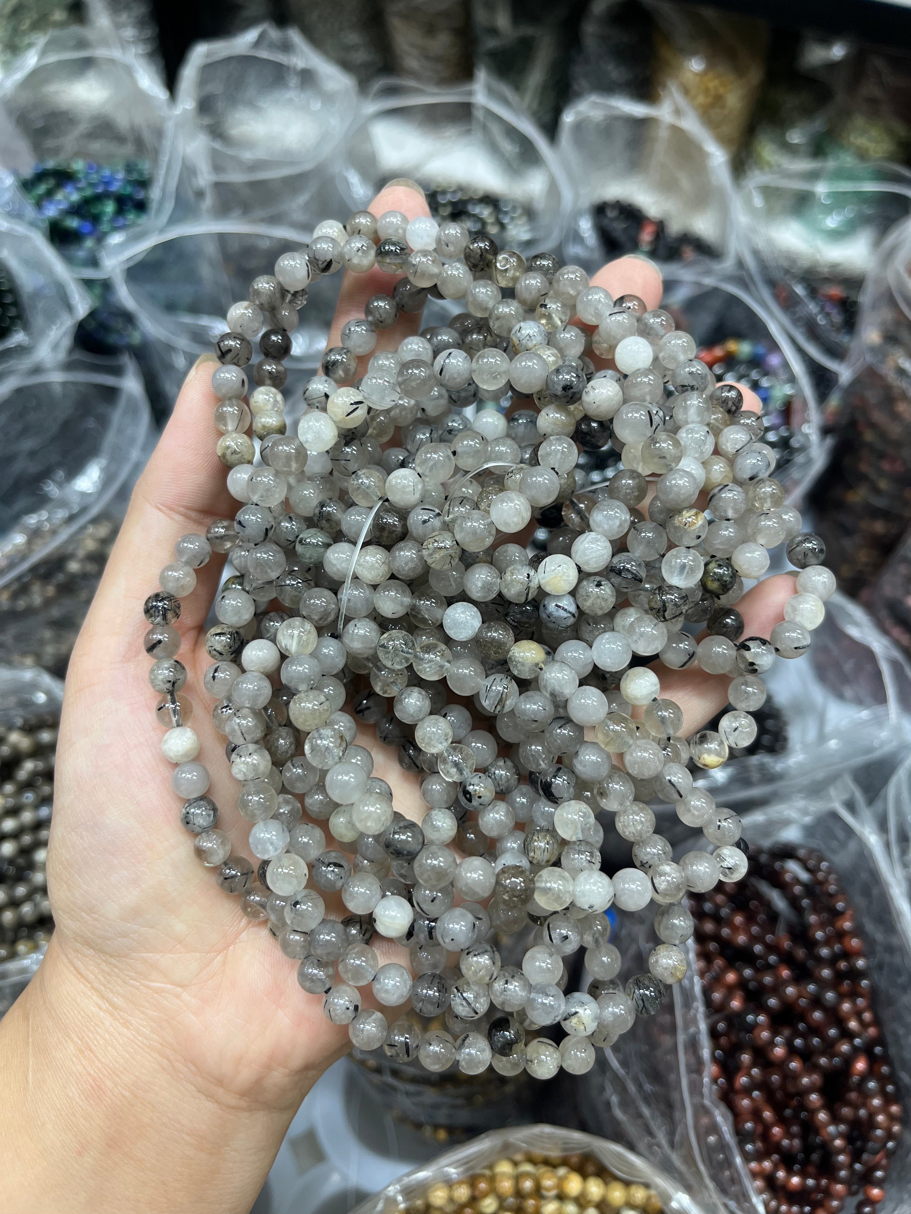 6mm black tourmaline quartz bracelet wholesale