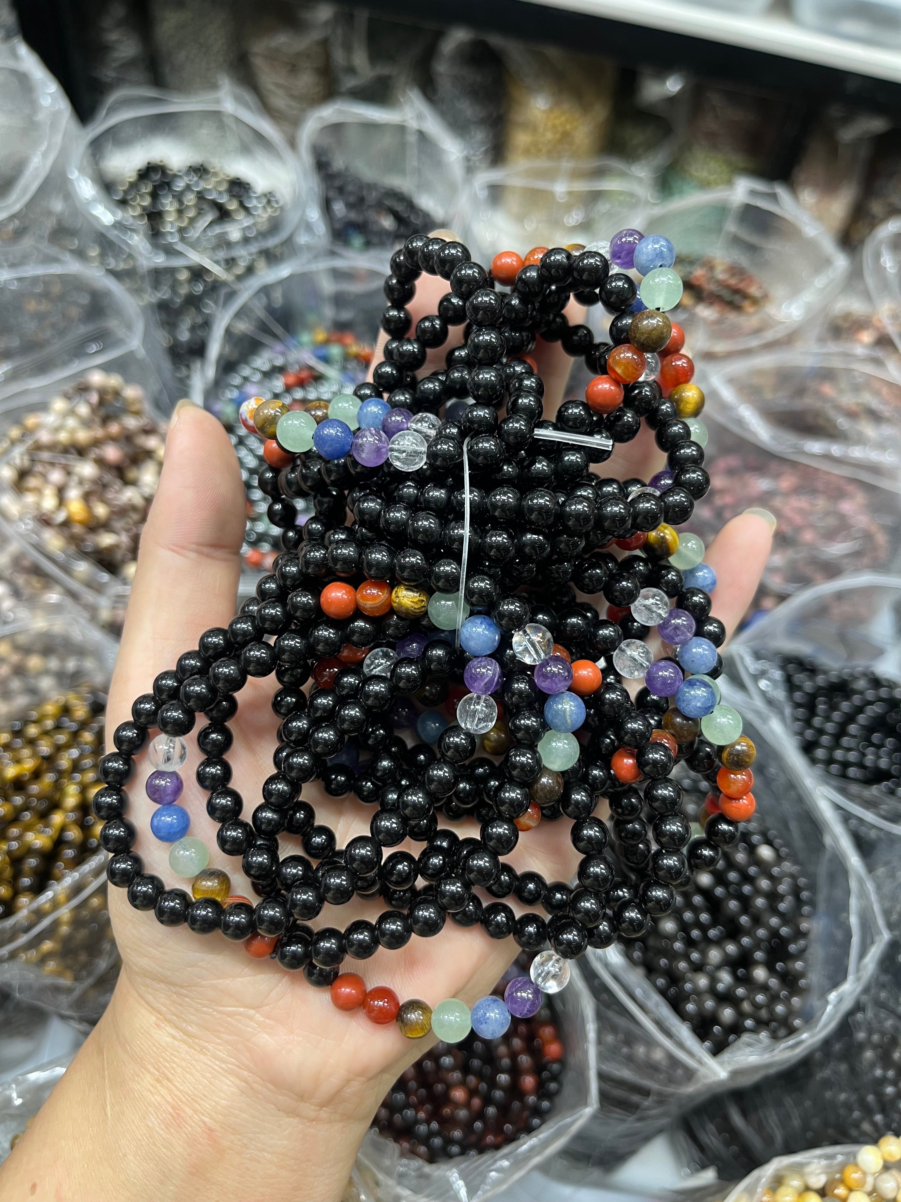 6mm obsidian chakra bracelet
